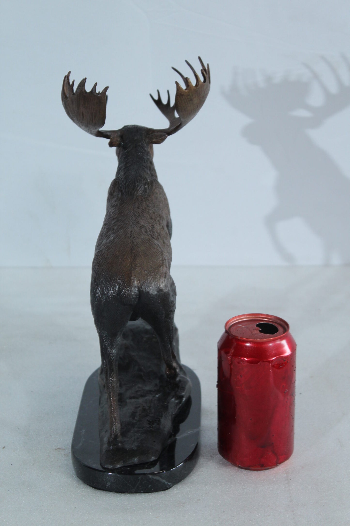 Nifao Bronze Moose Statue - Indoor/Outdoor Wildlife Sculpture,Wax Casting with Lifelike Detail, Moose Walking Pose on Polished Black Marble Base for Homes, Offices & Collectors11 x 4" x 13"H