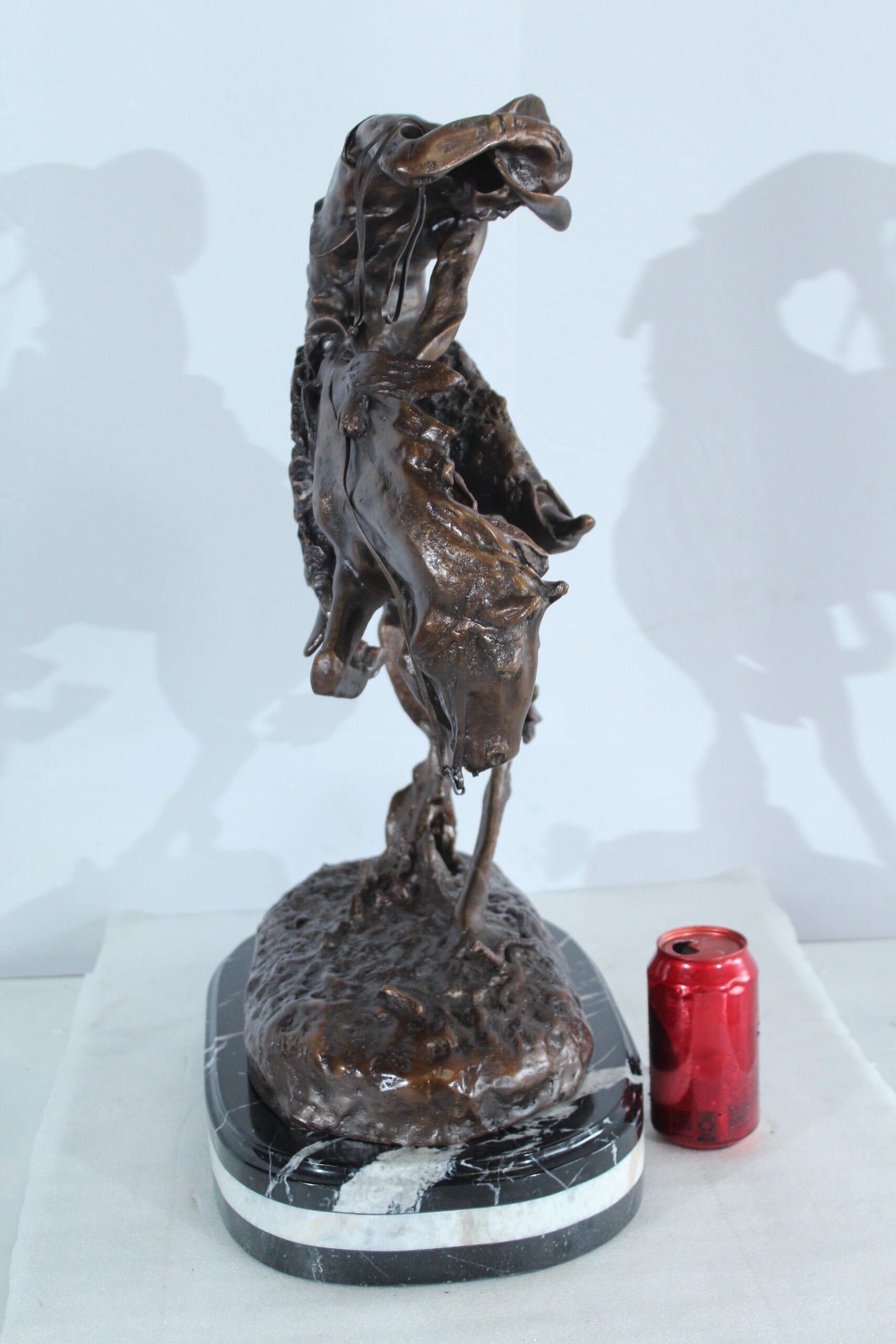 Nifao Bronze Rattlesnake Statue - Frederic Remington Replica Cowboy & Horse Sculpture, Lost Wax Casting on Marble Base,Large Indoor/Outdoor Art for Collectors & Rustic Decor15 x 9" x 25"H