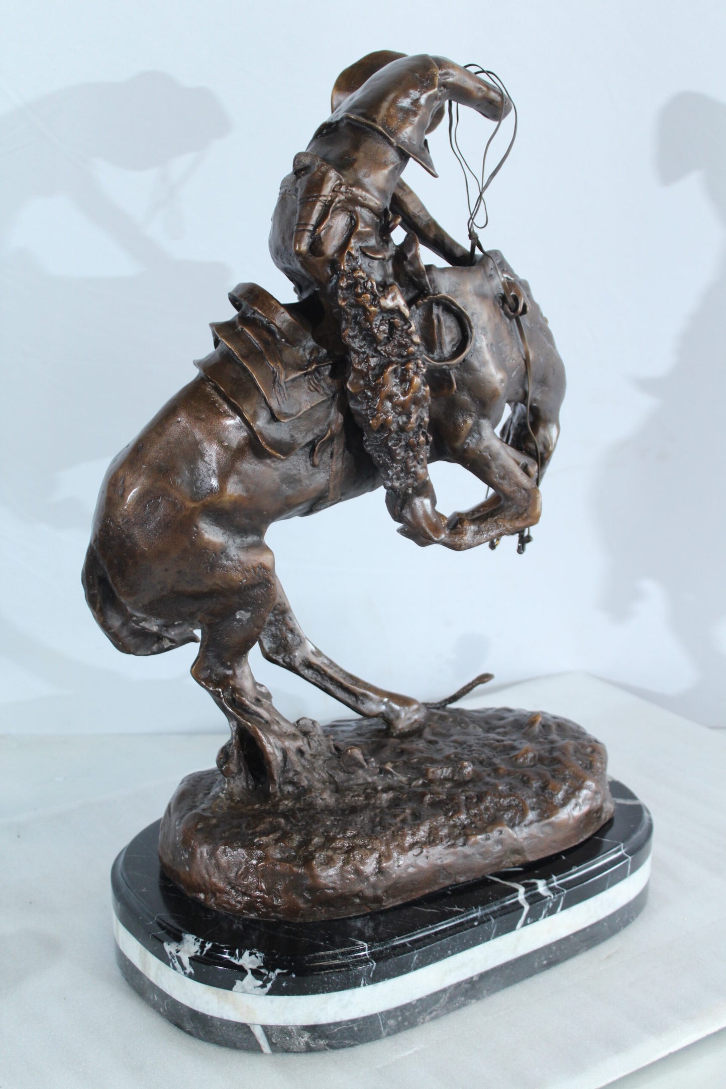 Nifao Bronze Rattlesnake Statue - Frederic Remington Replica Cowboy & Horse Sculpture, Lost Wax Casting on Marble Base,Large Indoor/Outdoor Art for Collectors & Rustic Decor15 x 9" x 25"H
