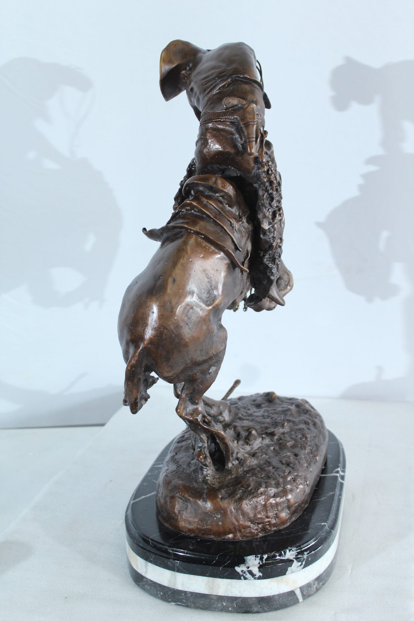 Nifao Bronze Rattlesnake Statue - Frederic Remington Replica Cowboy & Horse Sculpture, Lost Wax Casting on Marble Base,Large Indoor/Outdoor Art for Collectors & Rustic Decor15 x 9" x 25"H
