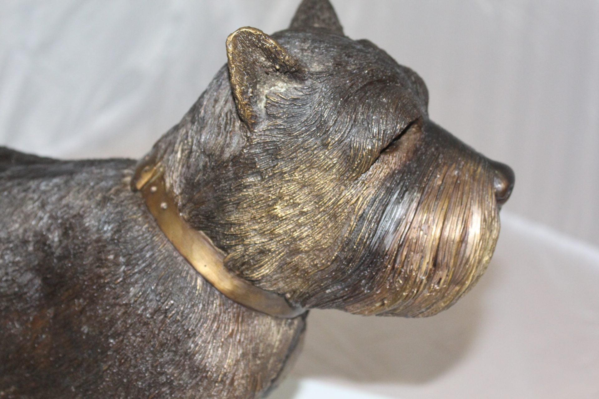 Terrier dog Bronze Statue -  Size: 19"L x 5"W x 14"H.