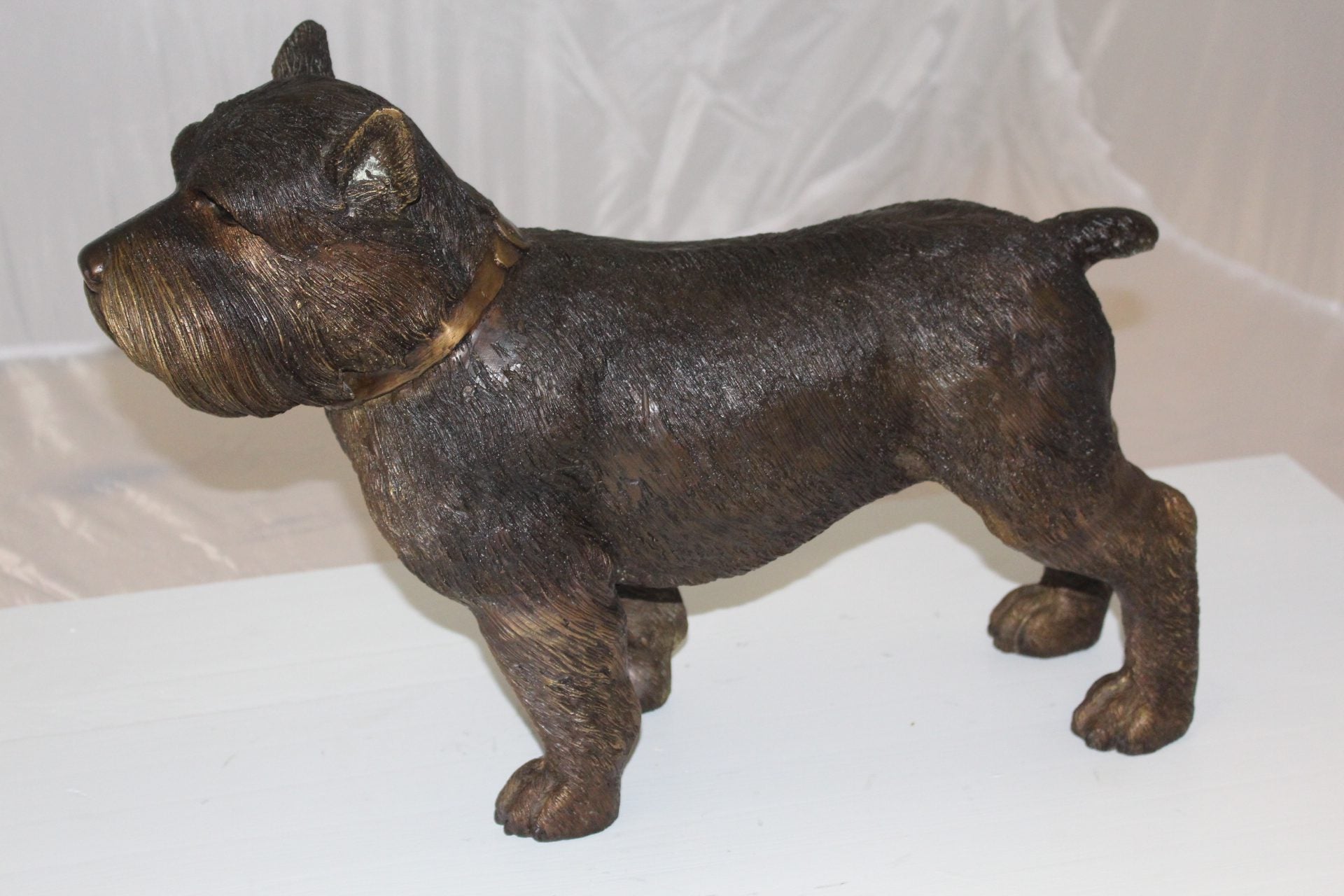 Terrier dog Bronze Statue -  Size: 19"L x 5"W x 14"H.