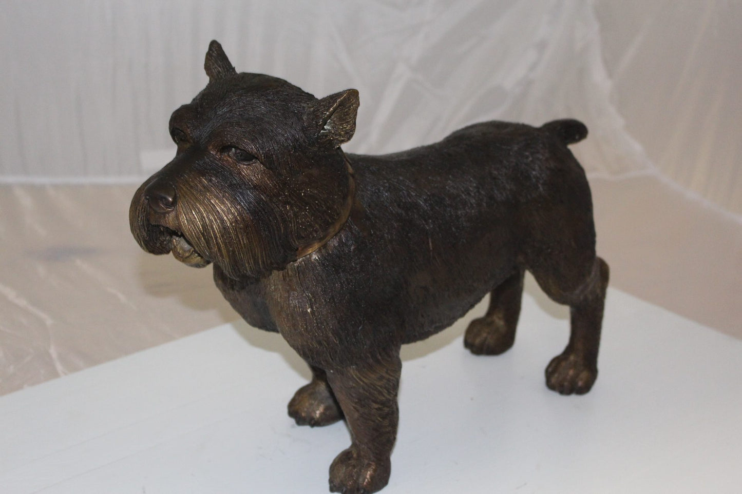Terrier dog Bronze Statue - Size: 19"L x 5"W x 14"H.