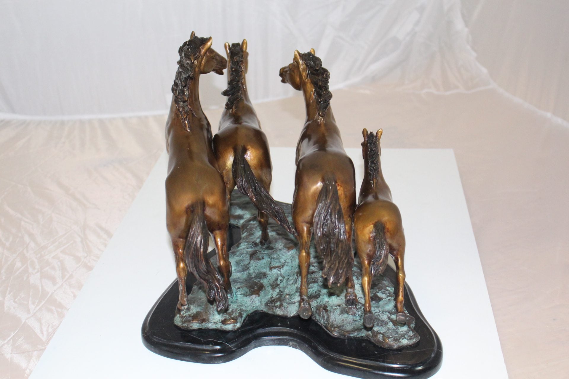 Four horses running Bronze Statue -  Size: 20"L x 14"W x 12"H.