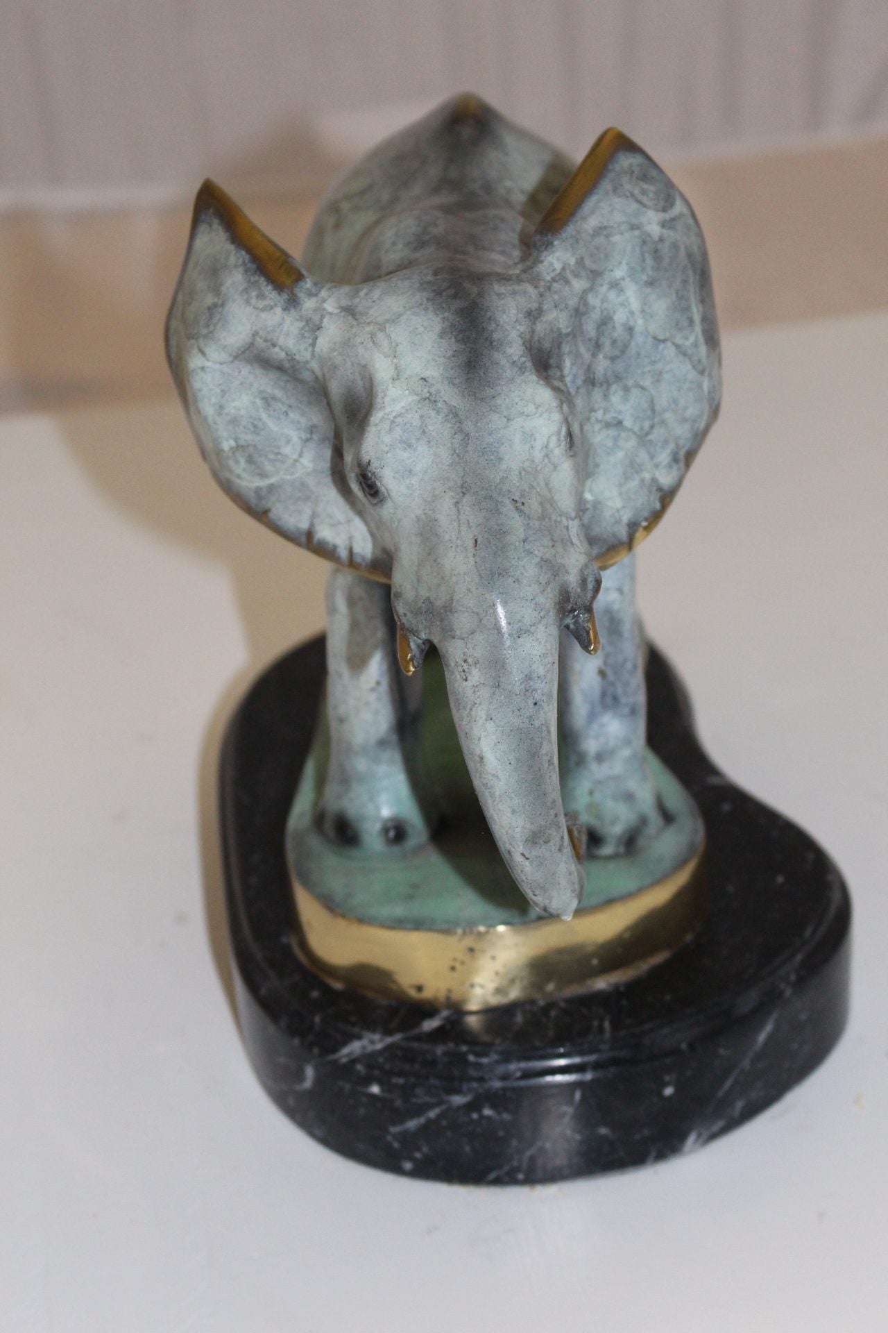 Elephant Bronze Statue - Size: 11"L x 8"W x 10"H.