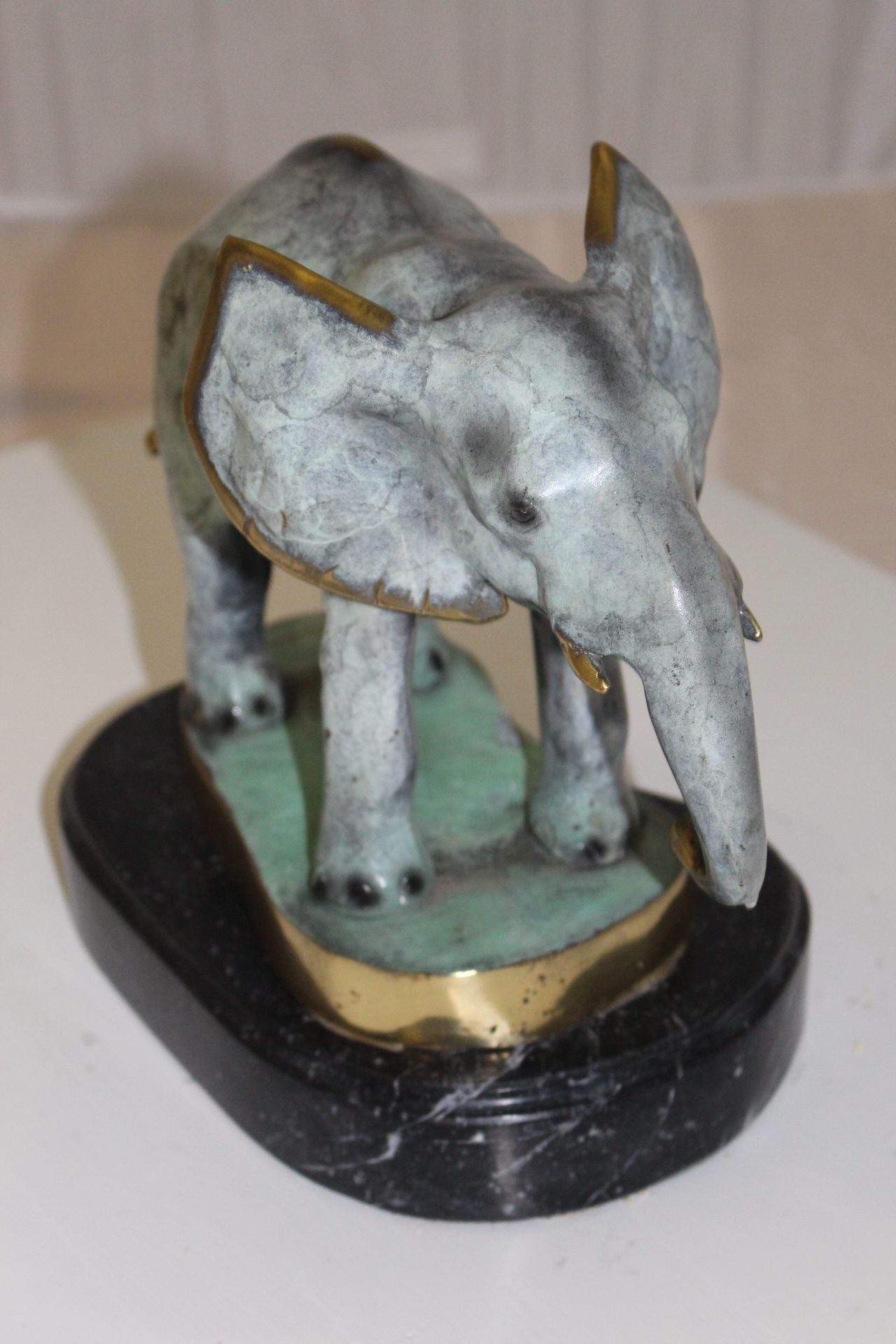 Elephant Bronze Statue - Size: 11"L x 8"W x 10"H.