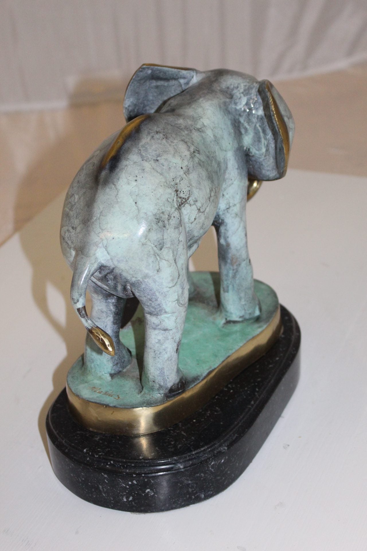 Elephant Bronze Statue - Size: 11"L x 8"W x 10"H.