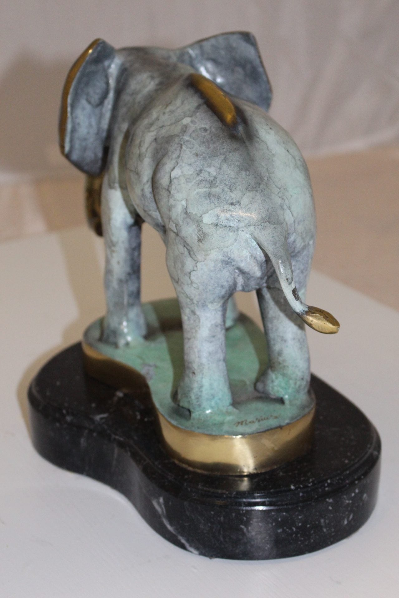 Elephant Bronze Statue - Size: 11"L x 8"W x 10"H.