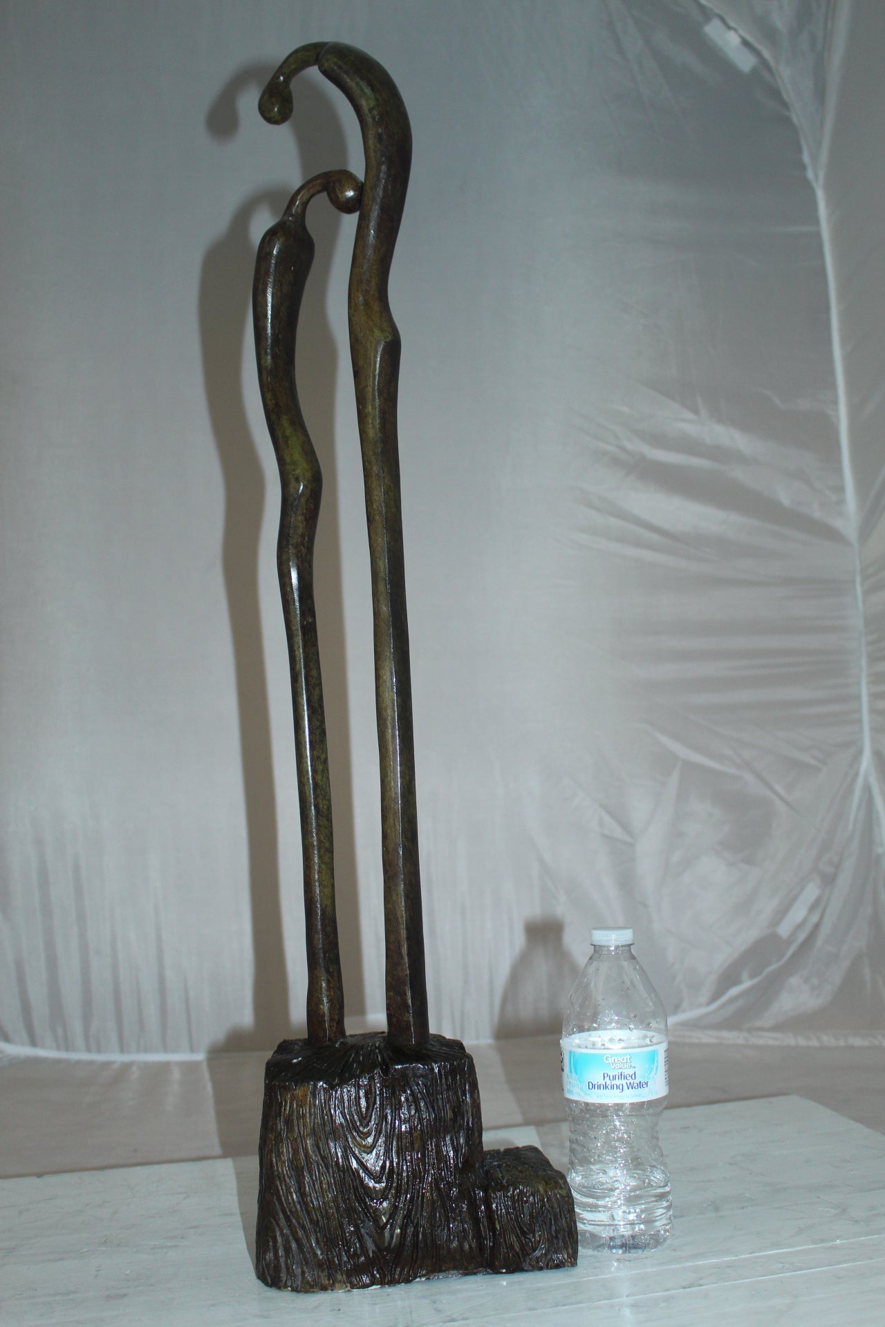 Male Female Abstract Bronze Statue - Size: 6"L x 8"W x 31"H.
