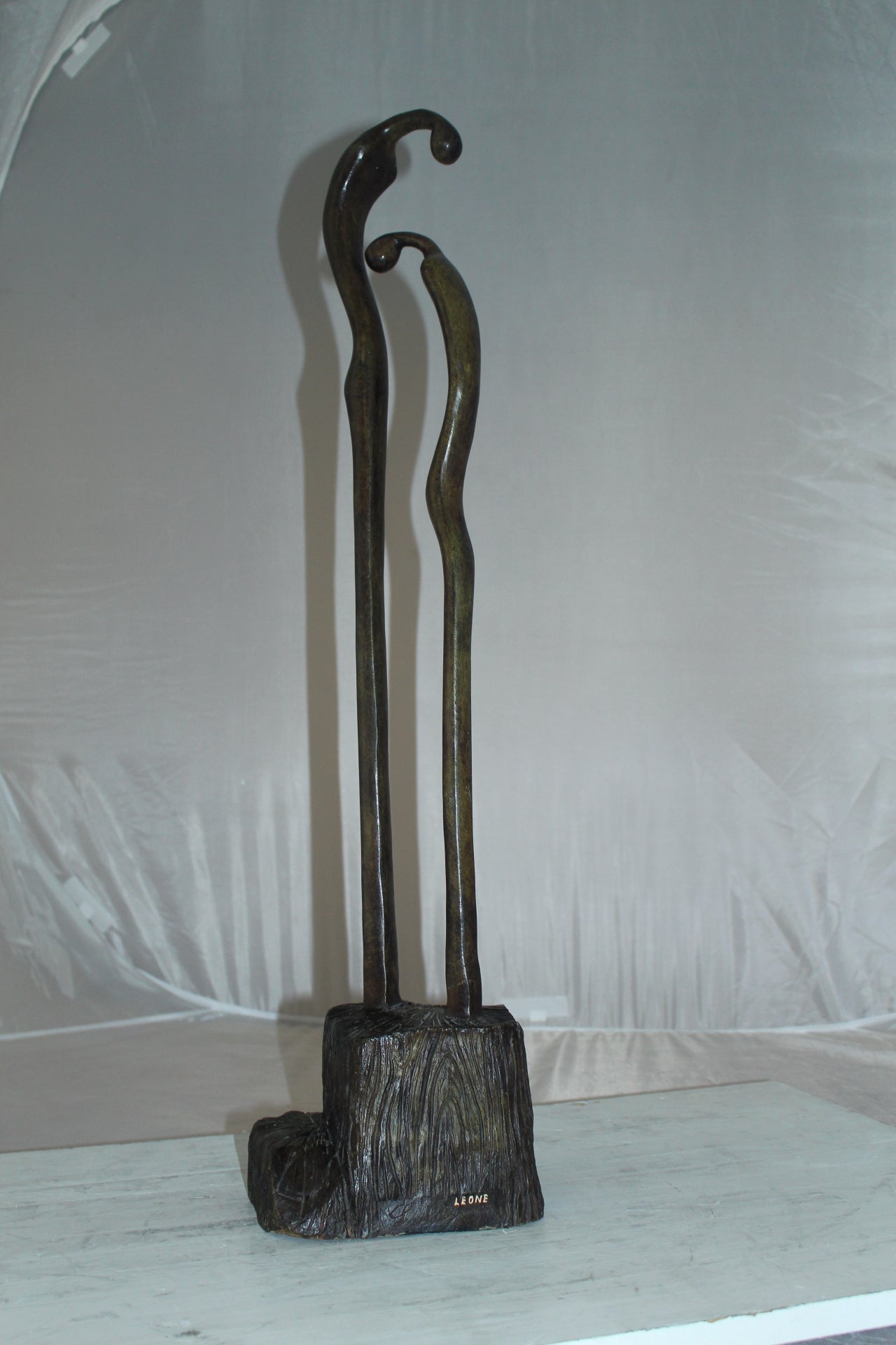 Male Female Abstract Bronze Statue - Size: 6"L x 8"W x 31"H.