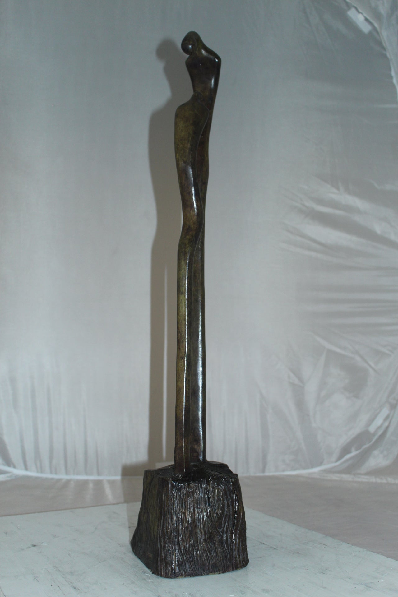 Male Female Abstract Bronze Statue - Size: 6"L x 8"W x 31"H.