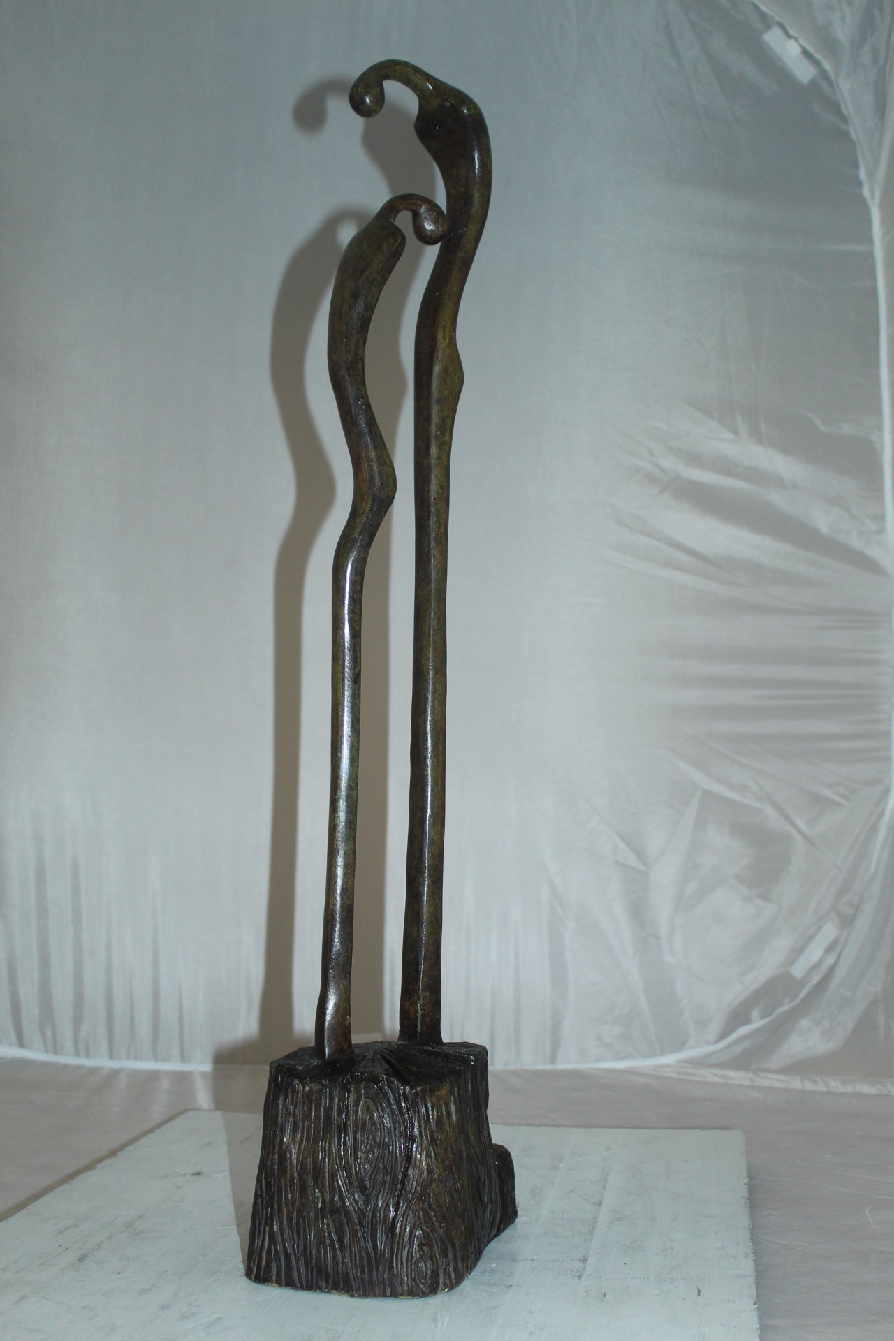 Male Female Abstract Bronze Statue - Size: 6"L x 8"W x 31"H.