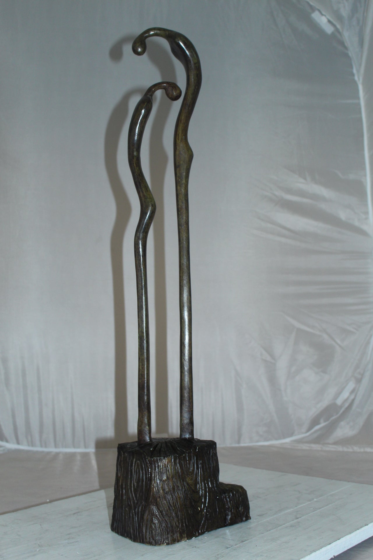 Male Female Abstract Bronze Statue - Size: 6"L x 8"W x 31"H.