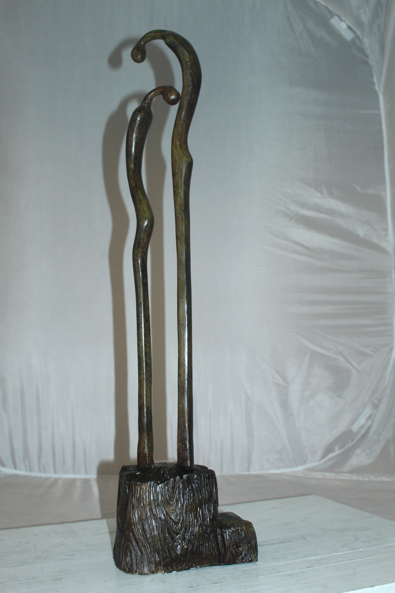 Male Female Abstract Bronze Statue - Size: 6"L x 8"W x 31"H.