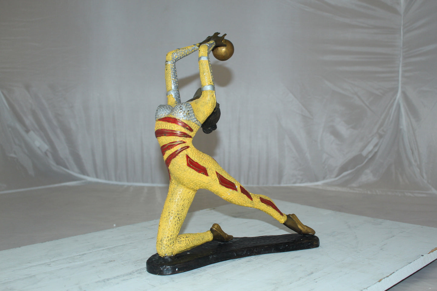 Ballet Dancer with a Ball Bronze Statue - Size: 12"L x 6"W x 14"H.