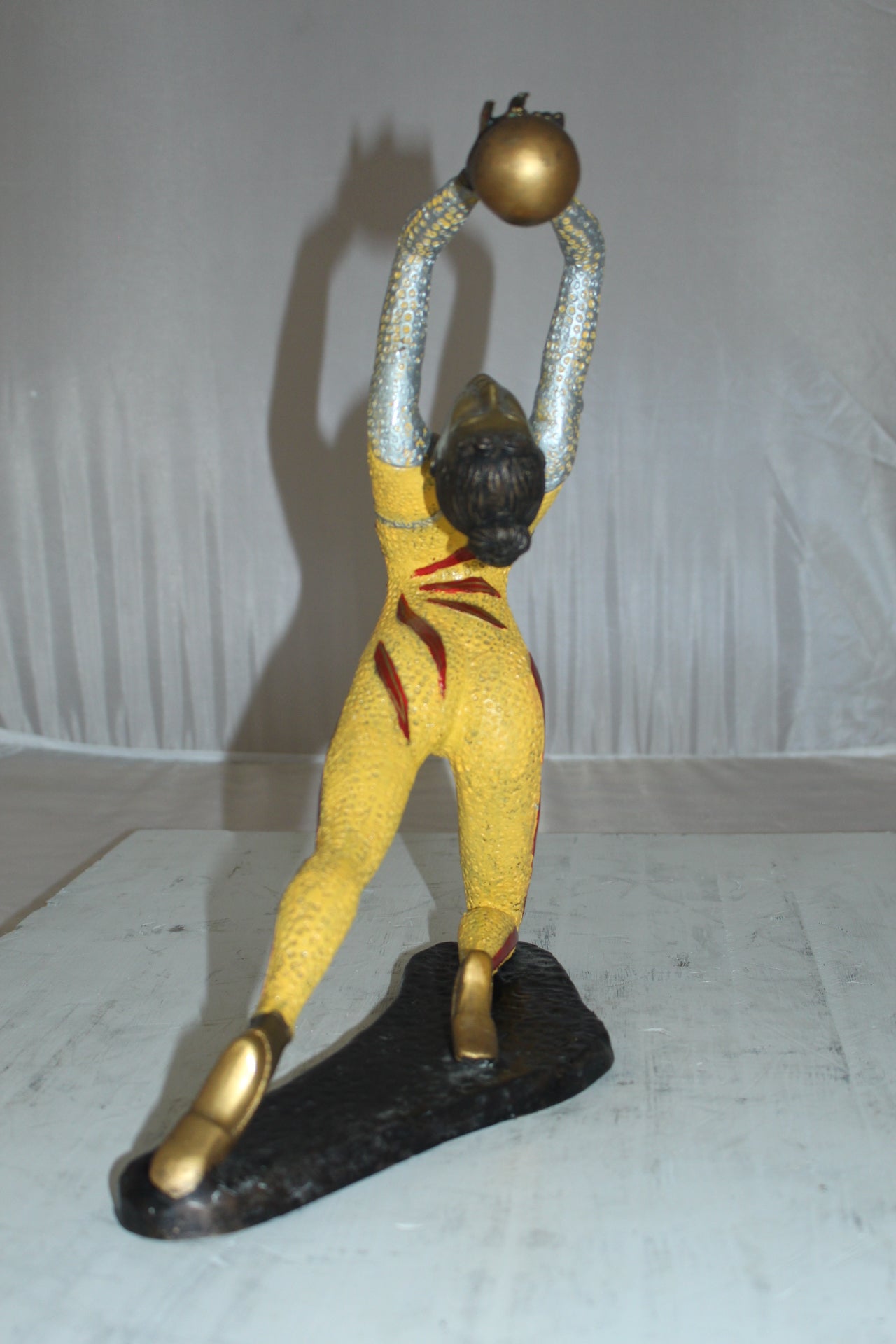 Ballet Dancer with a Ball Bronze Statue - Size: 12"L x 6"W x 14"H.