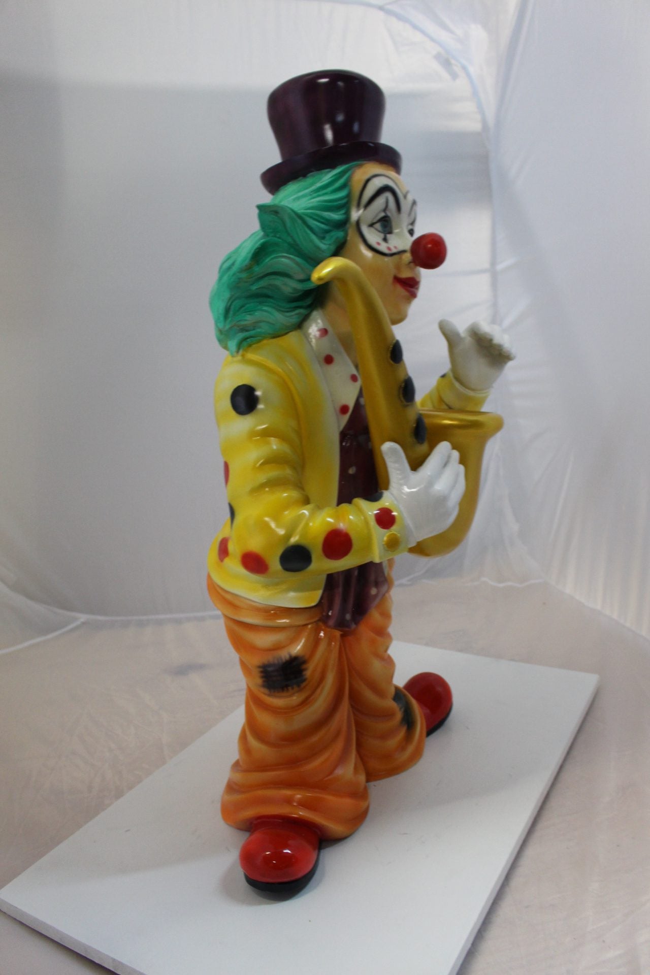 Clown Standing with Saxophone Bronze Statue - Size: 20"L x 15"W x 36"H.