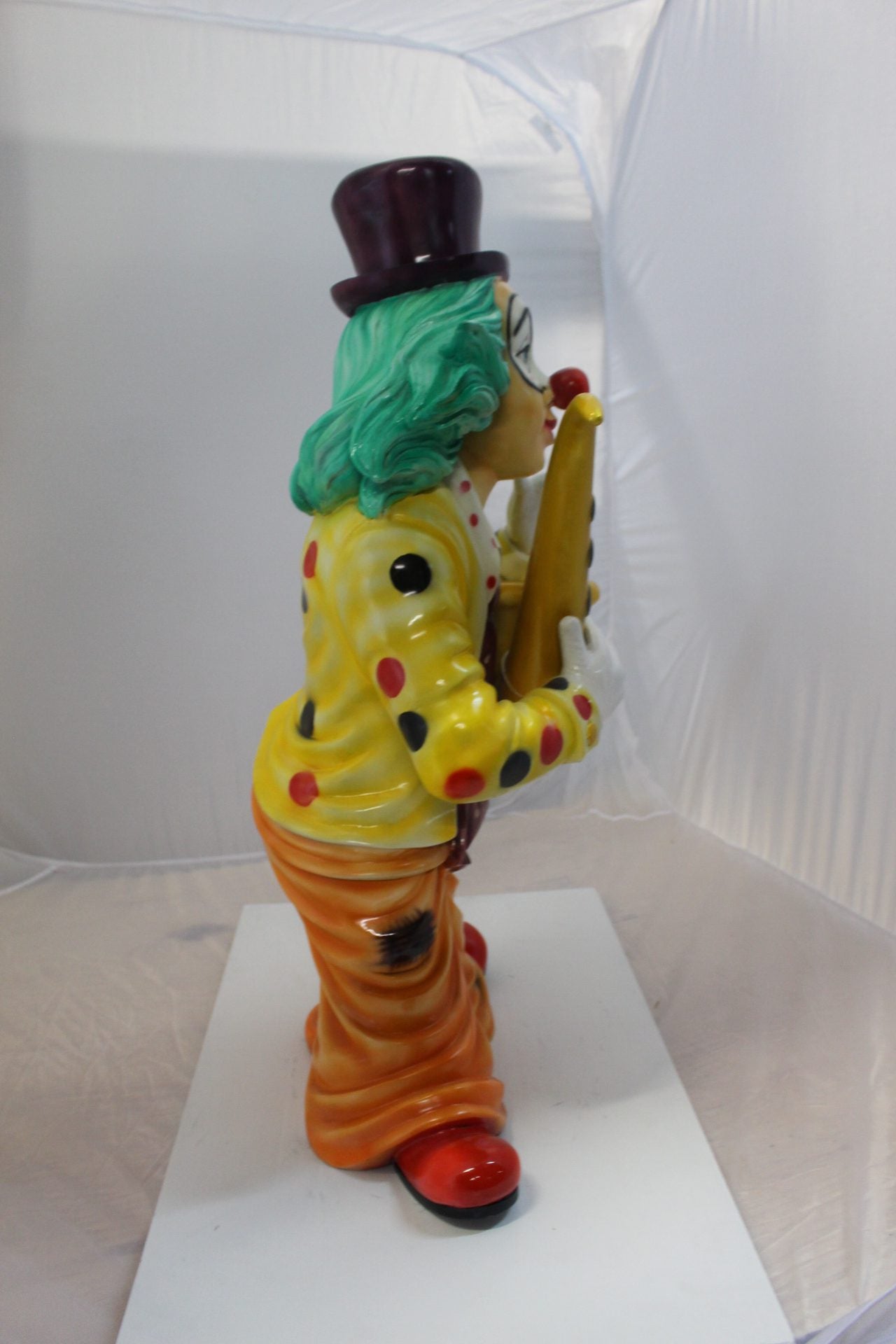 Clown Standing with Saxophone Bronze Statue - Size: 20"L x 15"W x 36"H.