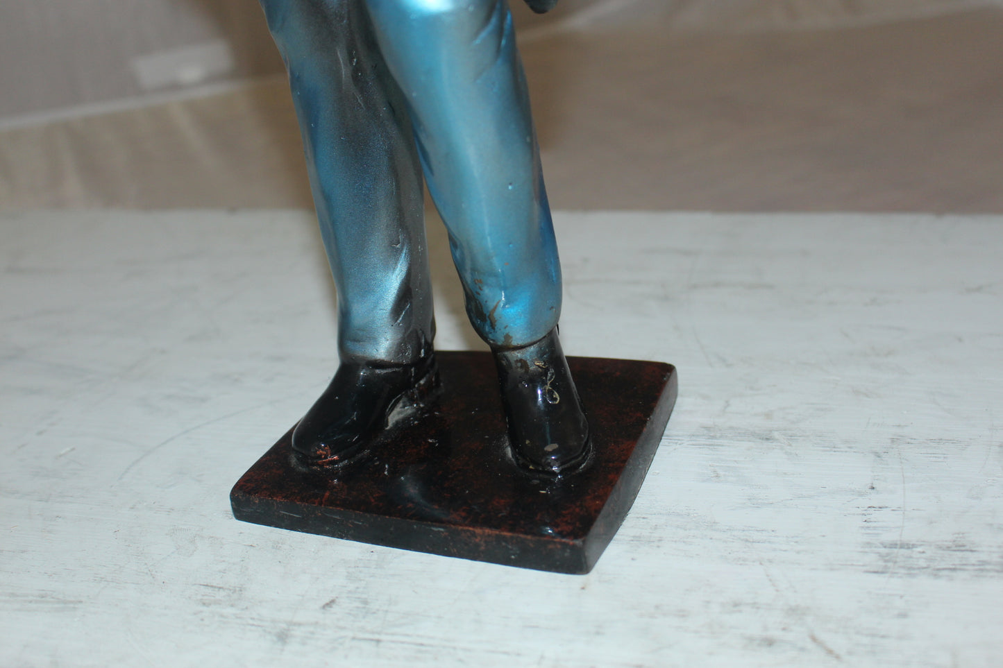 Boy Playing the Flute Bronze Statue - Size: 5"L x 10"W x 19"H.