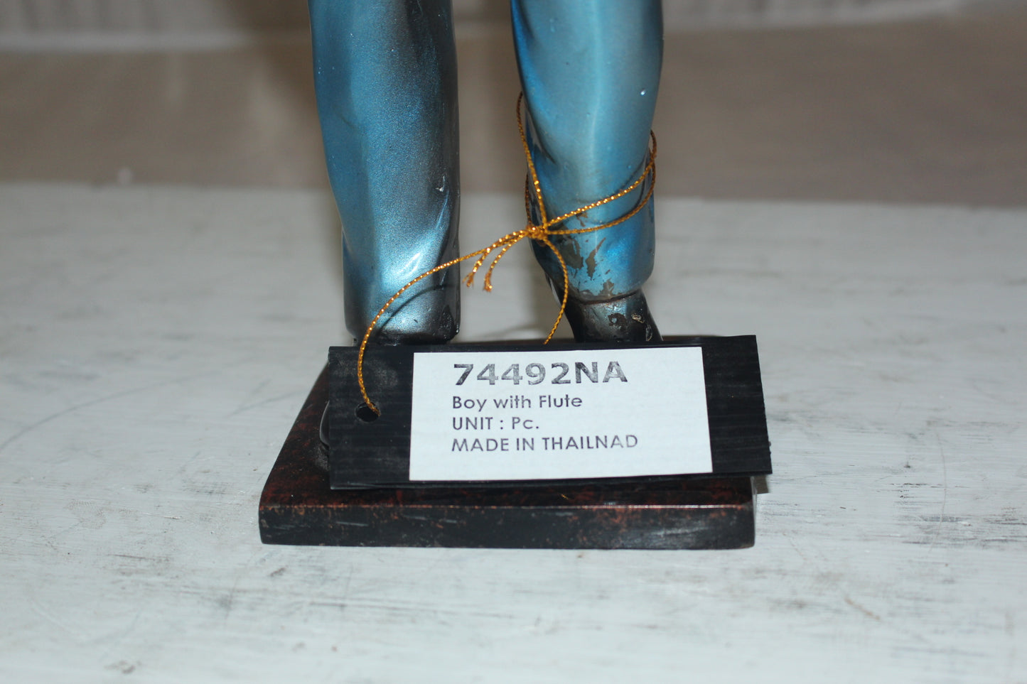 Boy Playing the Flute Bronze Statue - Size: 5"L x 10"W x 19"H.