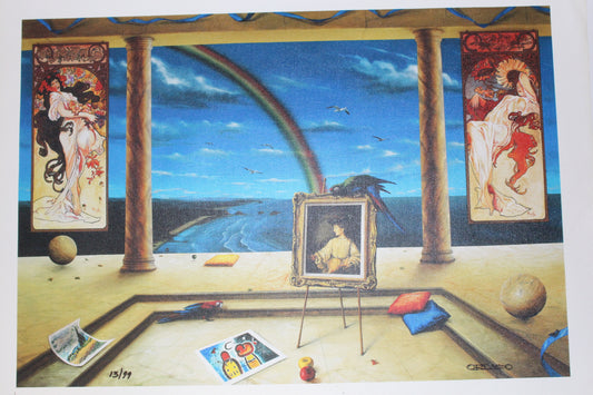 Orlando Quevedo Rainbow Sky Medium on Canvas Unstretched, 30"x21"