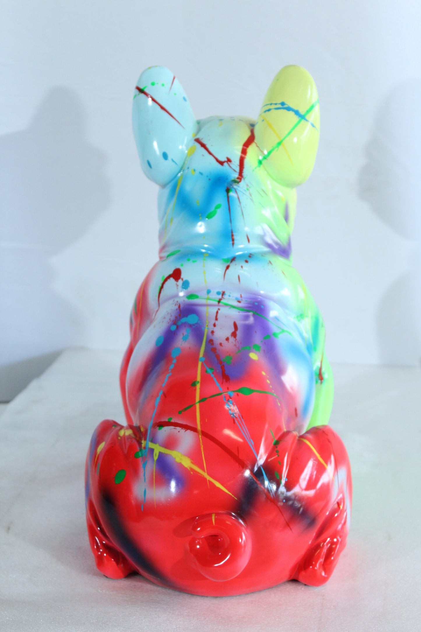 Nifao Colorful Resin French Bulldog Statue –Tall Hand-Painted Pop Art Dog Figurine with Bold Splash Design, Modern Home, Office, or Gallery Decor Accent, Durable Resin Sculpture, 15" x 8" x 16"H