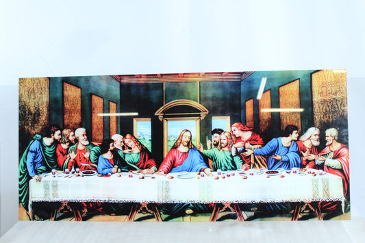 Nifao The Last Supper Art Print on Glossy Acrylic Sheet - High-Gloss Acrylic Indoor Religious Artwork - 35" x 15" x 1"