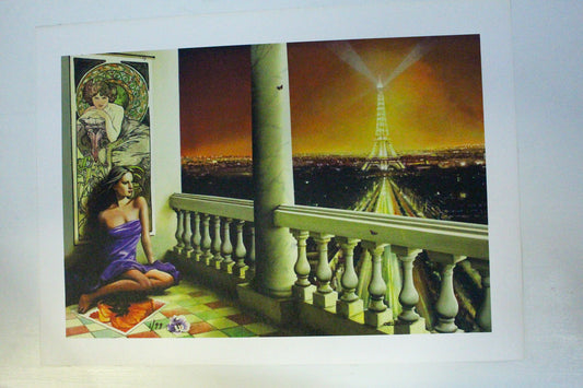 Orlando Quevedo Lady in Paris Medium on Canvas Unstretched, 30"x21"