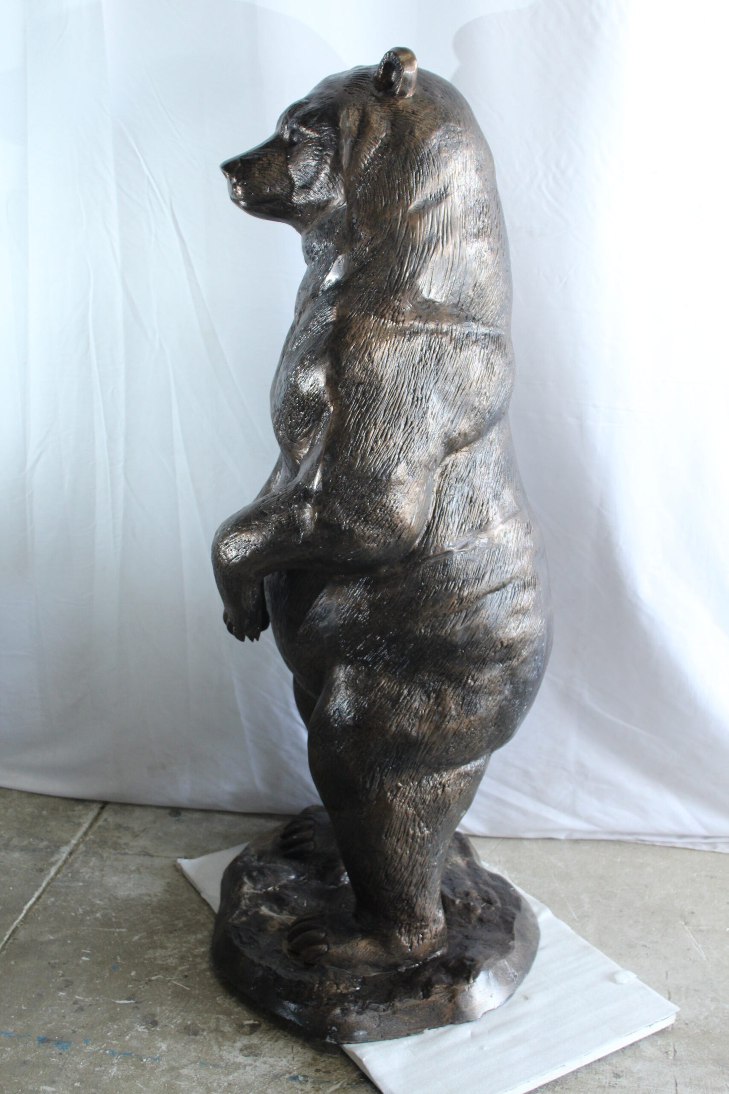 Giant Aluminum Bear Statue Standing Upright on Forest Base 20" x 23" x 61"H