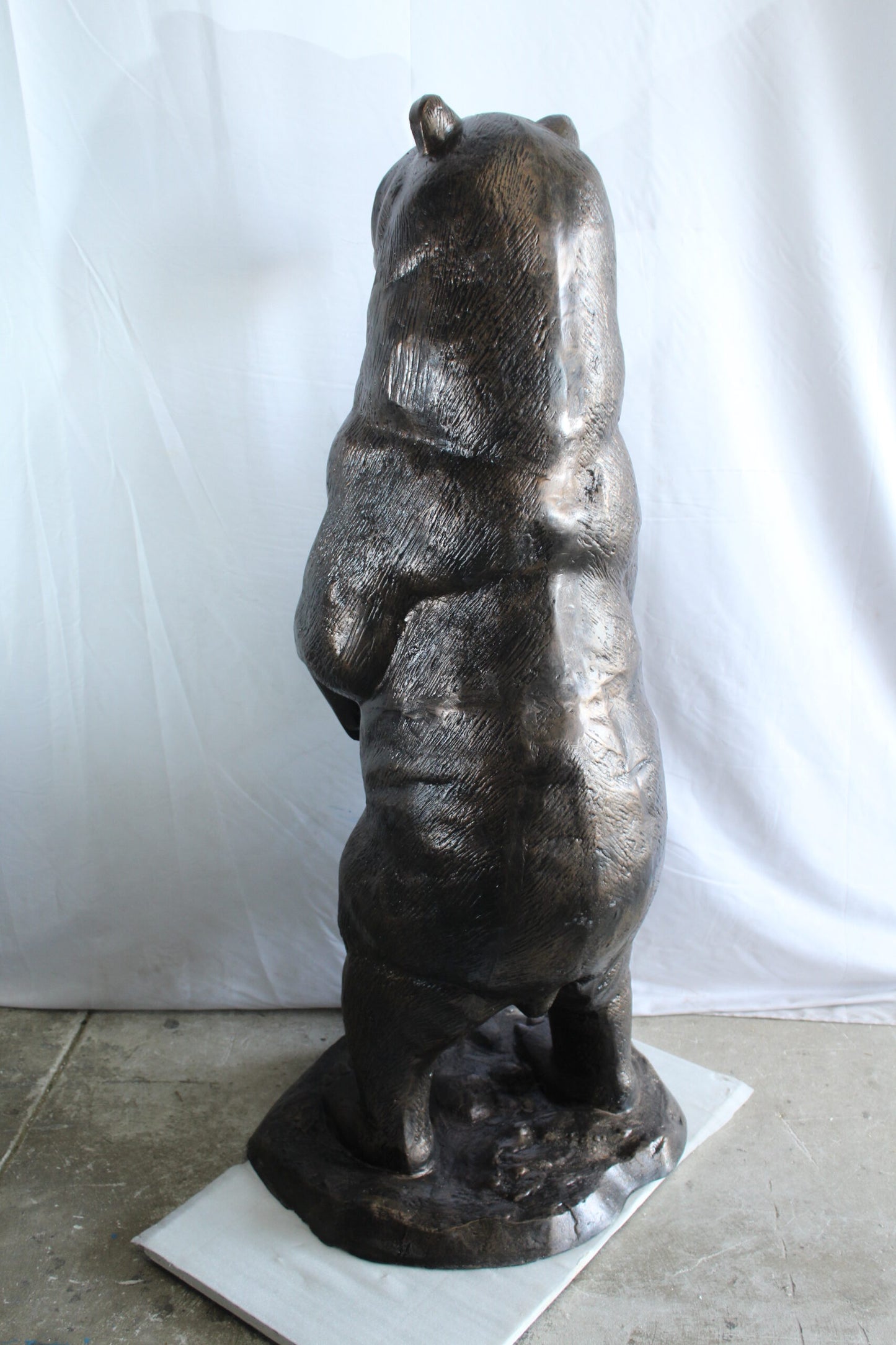 Giant Aluminum Bear Statue Standing Upright on Forest Base 20" x 23" x 61"H