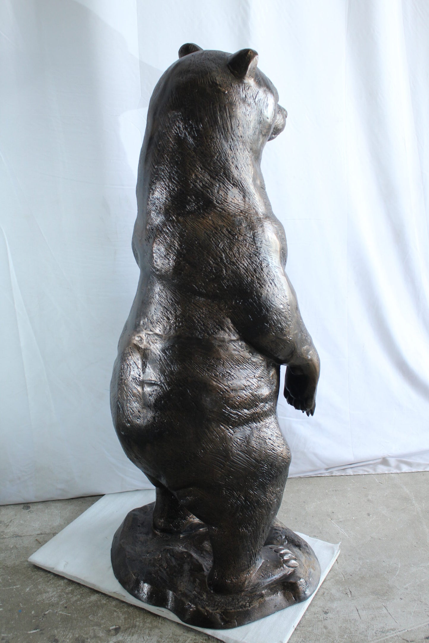 Giant Aluminum Bear Statue Standing Upright on Forest Base 20" x 23" x 61"H