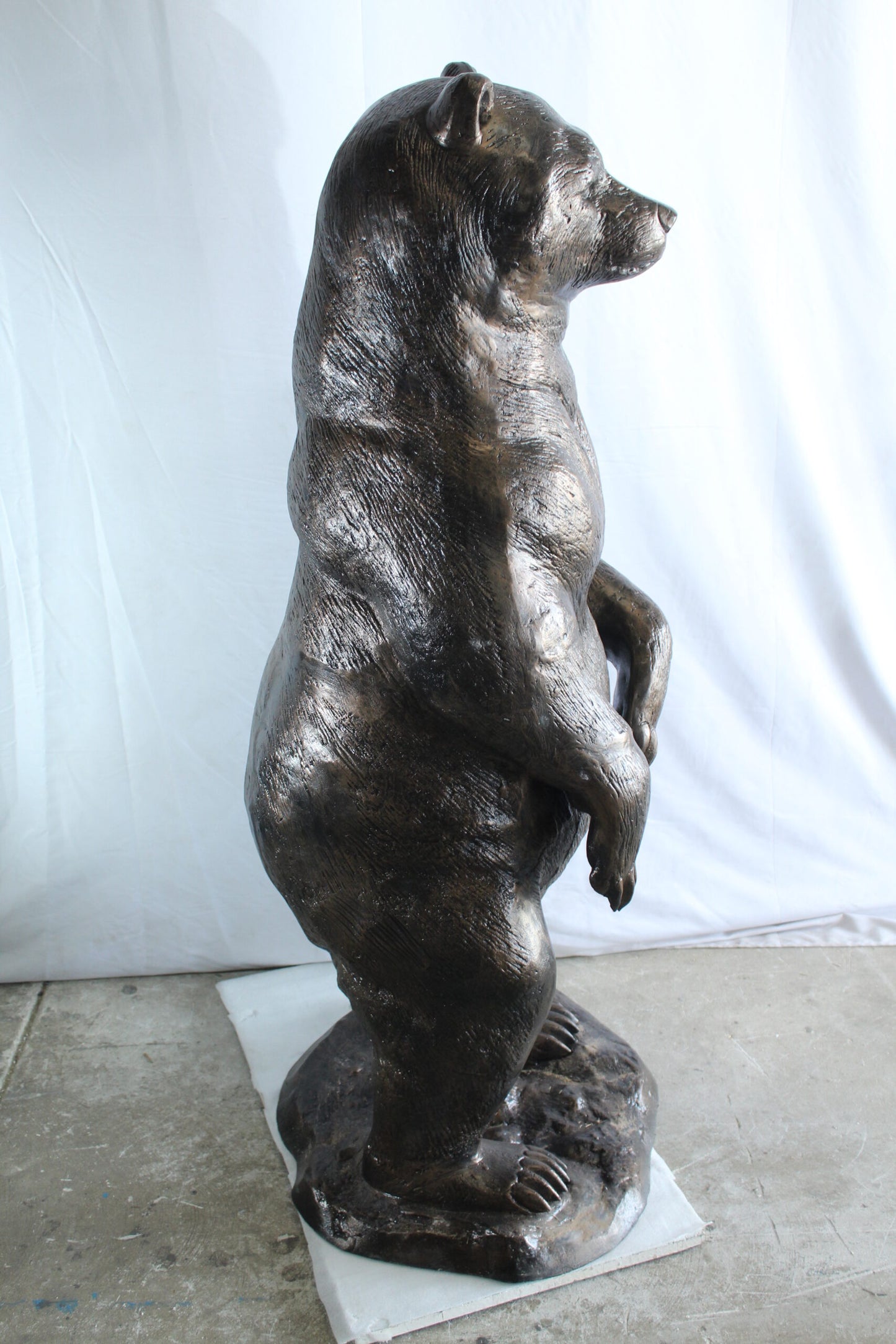 Giant Aluminum Bear Statue Standing Upright on Forest Base 20" x 23" x 61"H