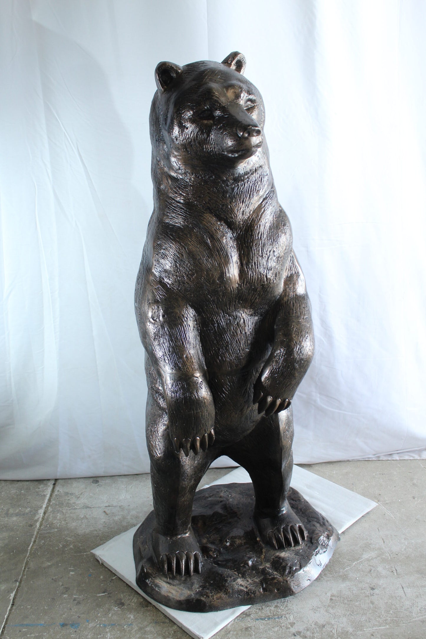 Giant Aluminum Bear Statue Standing Upright on Forest Base 20" x 23" x 61"H