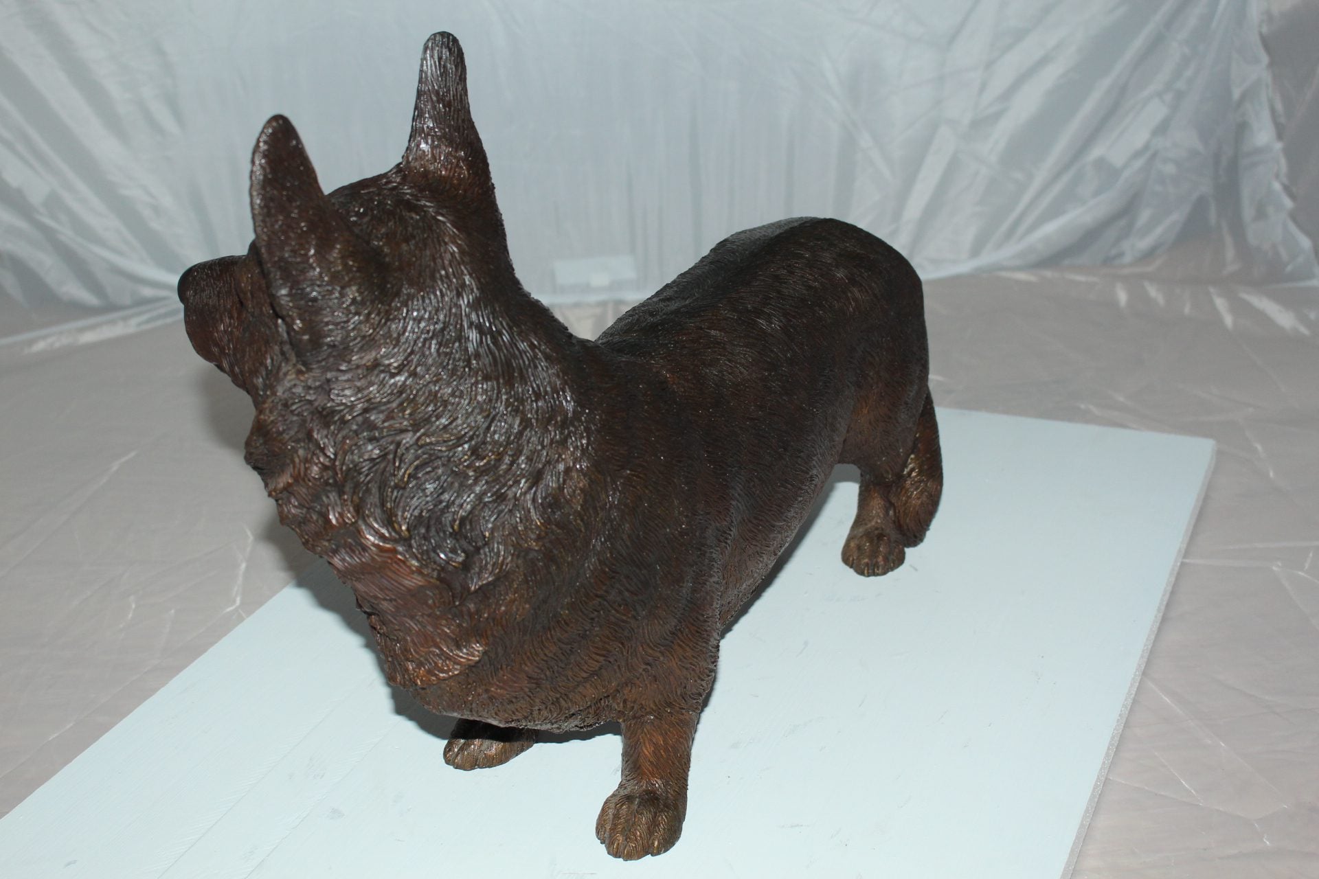 Corgi dog standing Bronze Statue -  Size: 20"L x 8"W x 15"H.