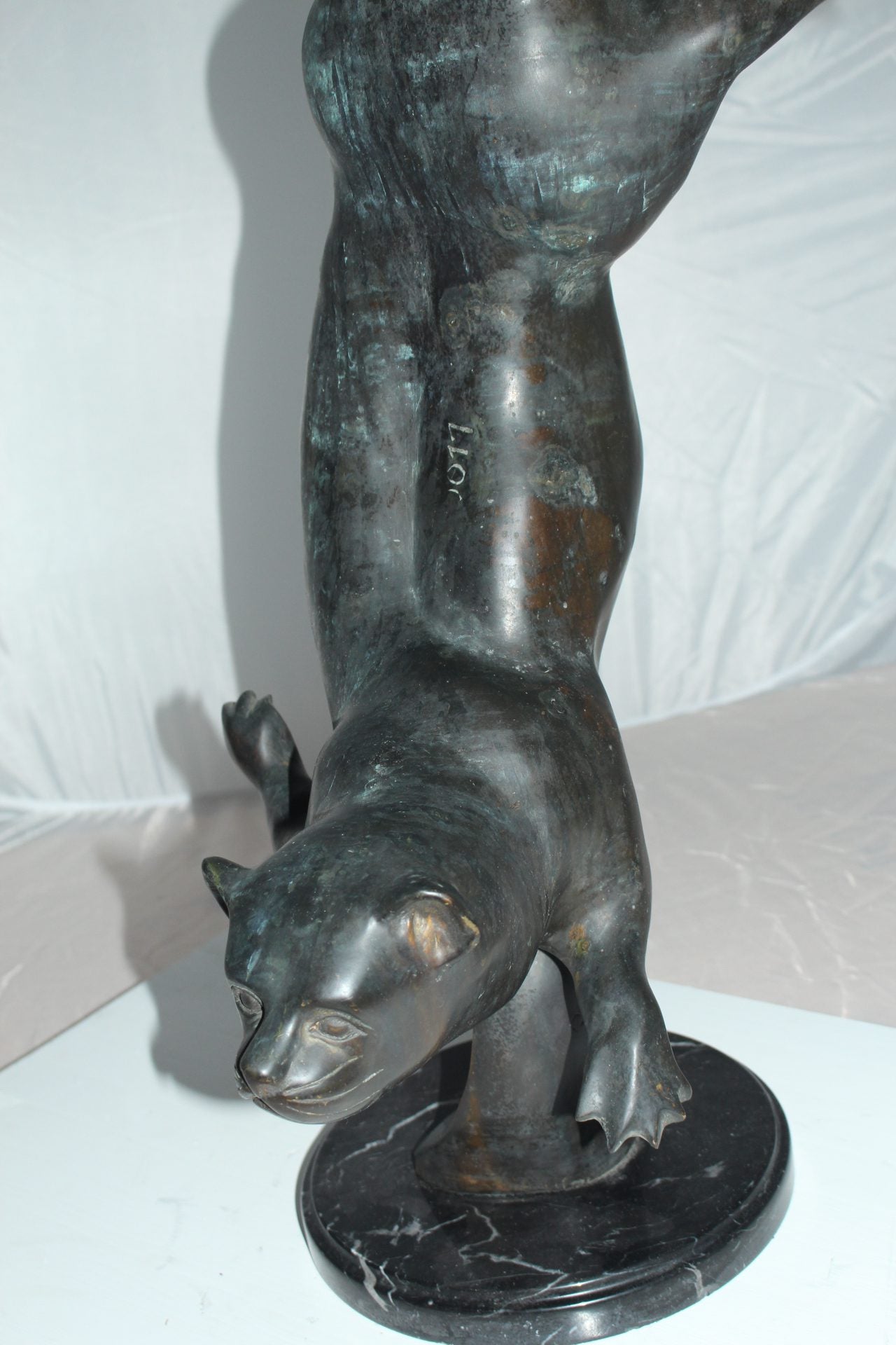 Otter Bronze Statue - Size: 15"L x 17"W x 44"H.