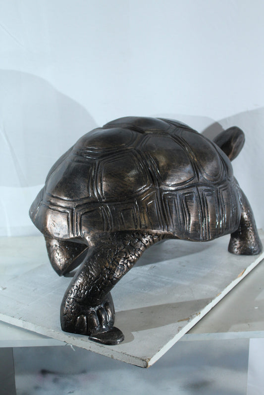 Nifao Large Aluminum Tortoise Statue with Detailed Shell and Legs - Realistic Wildlife Sculpture, Bronze Finish, 35" x 18" x 18"H