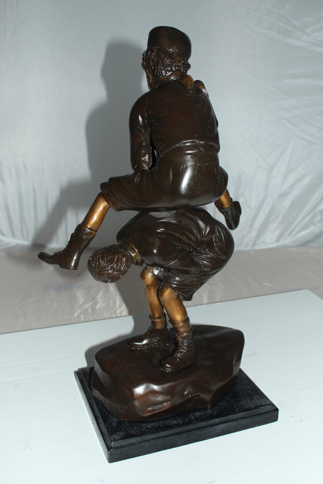 Leapfrog Bronze Statue - Size: 12"L x 7"W x 19"H.