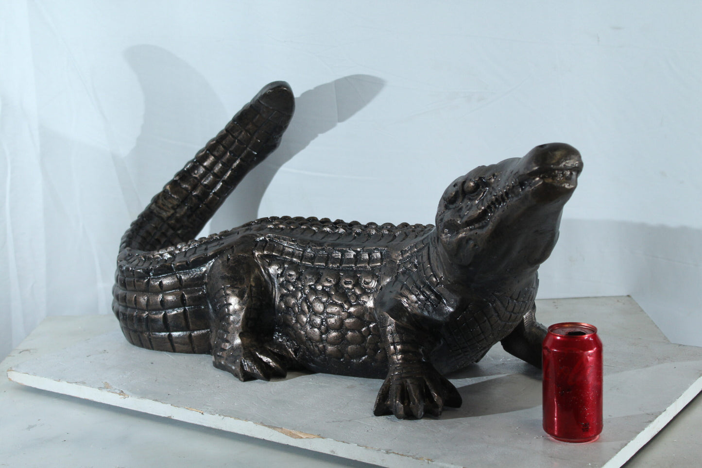 Nifao Aluminum Alligator Statue with Raised Tail and Textured Skin - Realistic Wildlife Sculpture for Garden, Patio, and Interior Decor 36" x 15" x 13"H