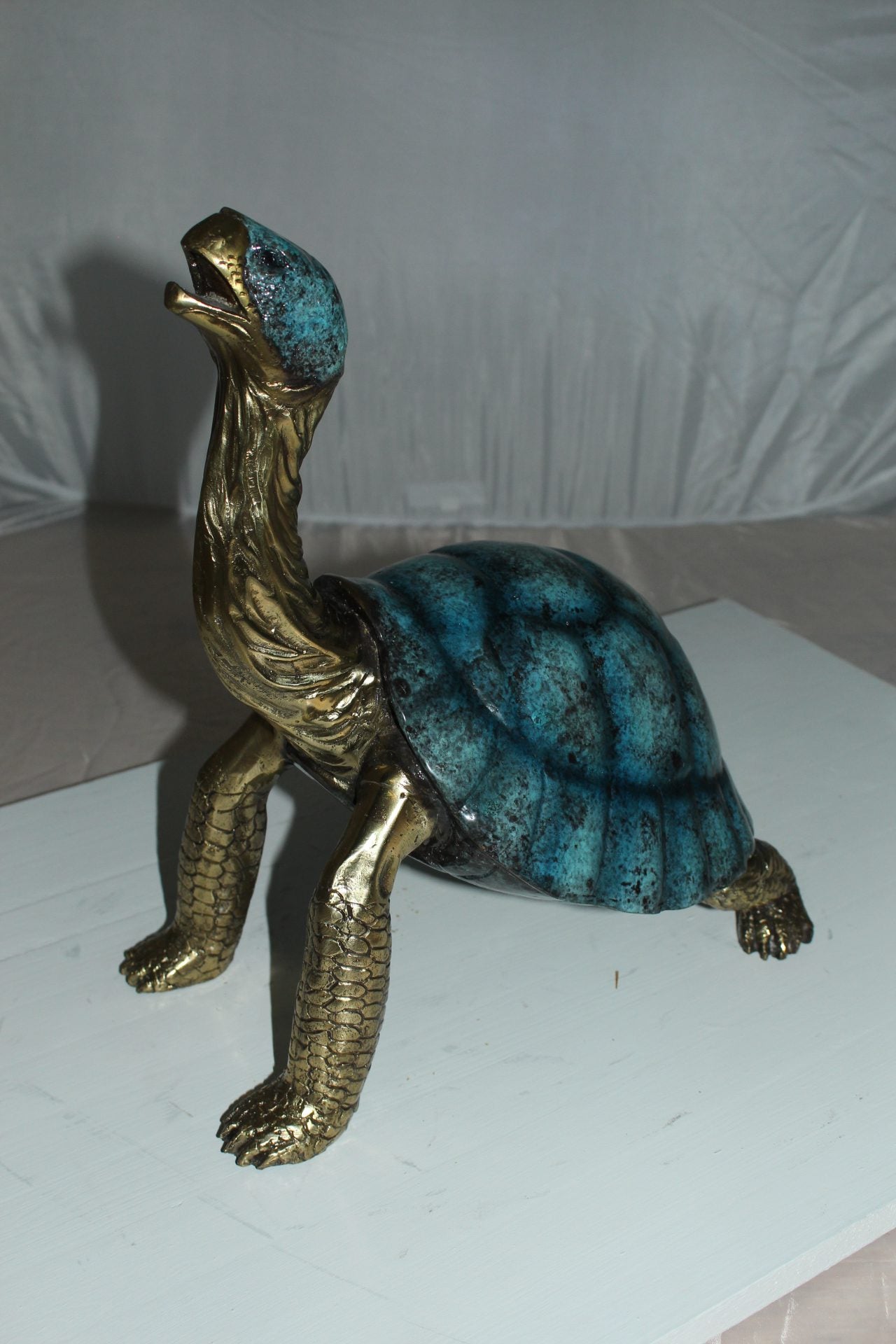 Turtle with special patina Bronze Statue - Size: 14"L x 10"W x 15.5"H.
