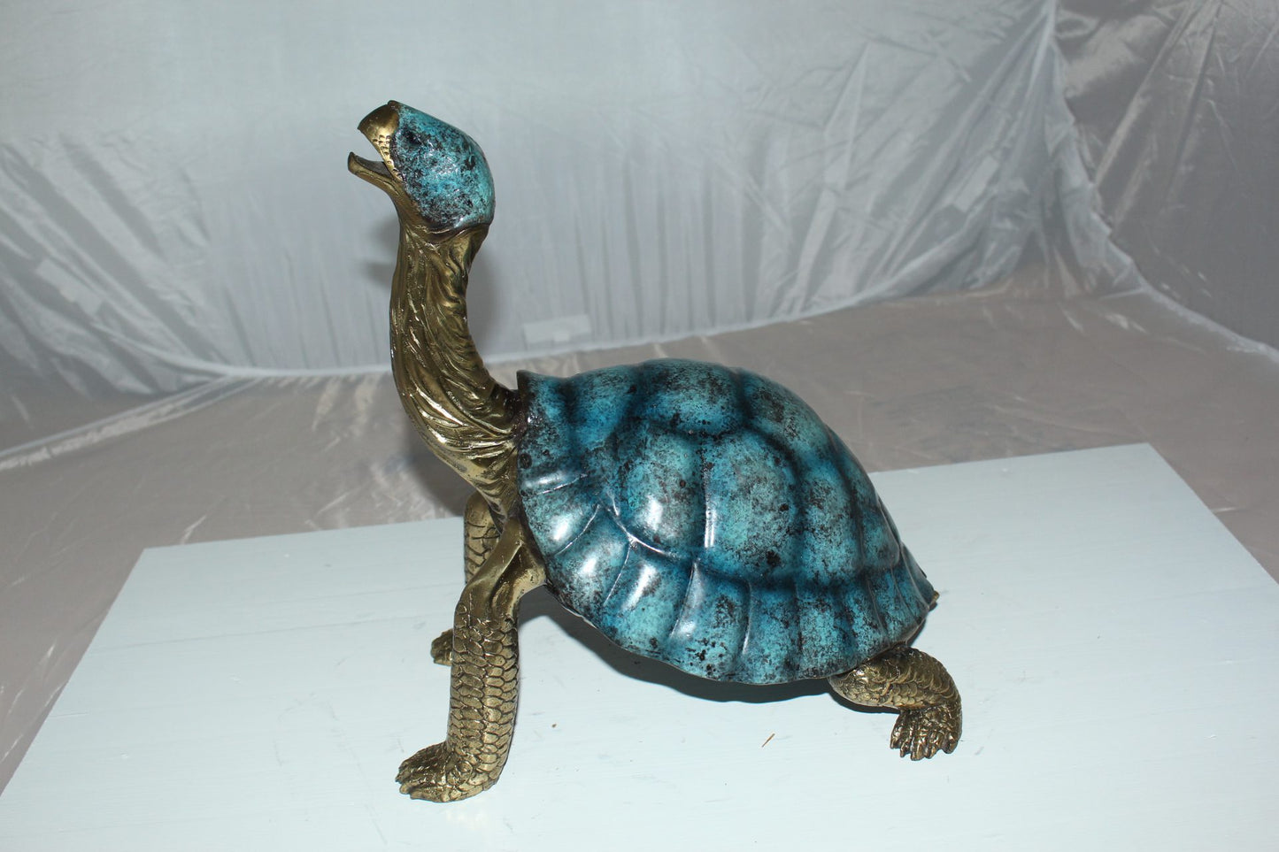 Turtle with special patina Bronze Statue - Size: 14"L x 10"W x 15.5"H.