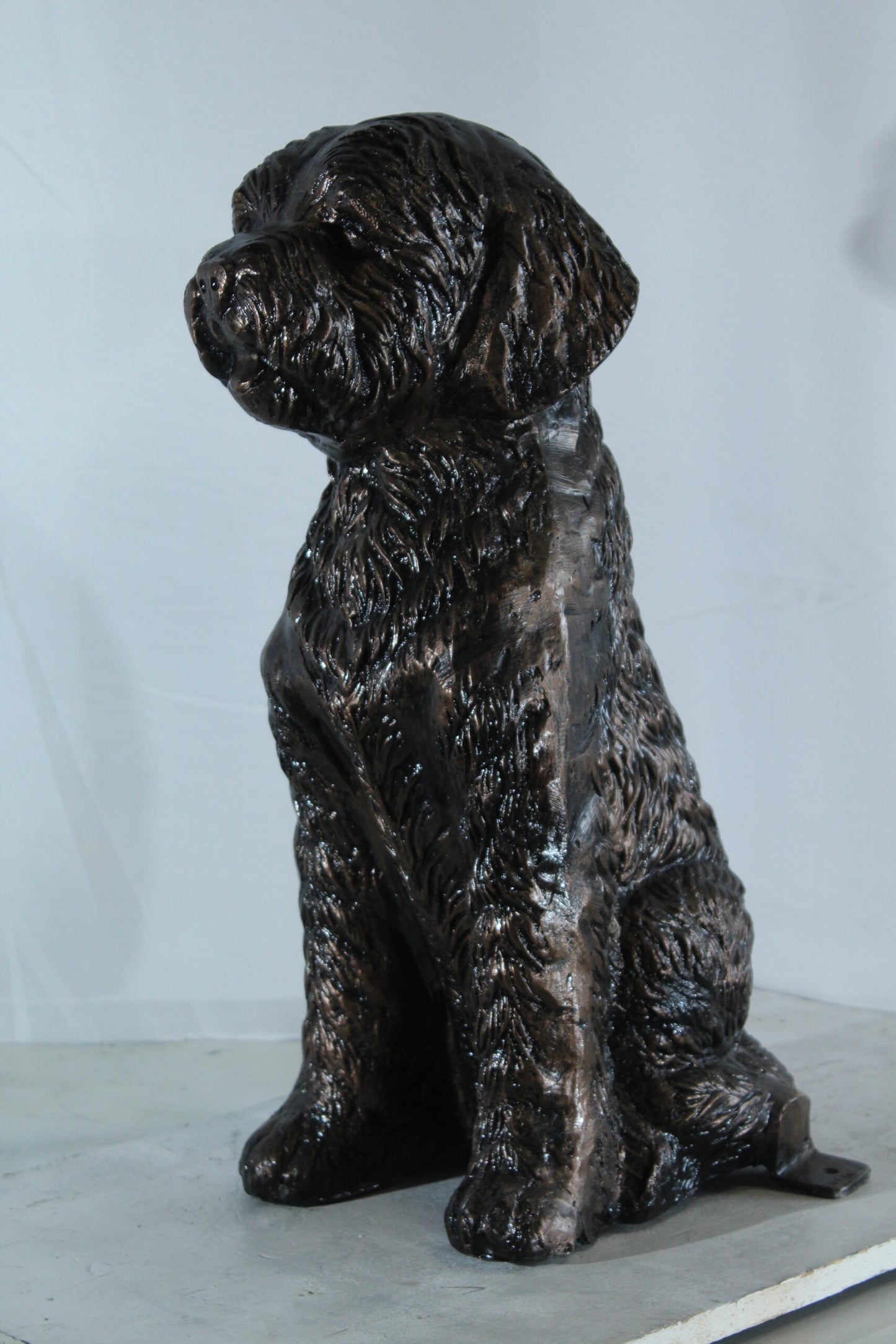 Aluminum Goldendoodle Dog Statue with Curly Fur Detail 21" x 11" x 27"H