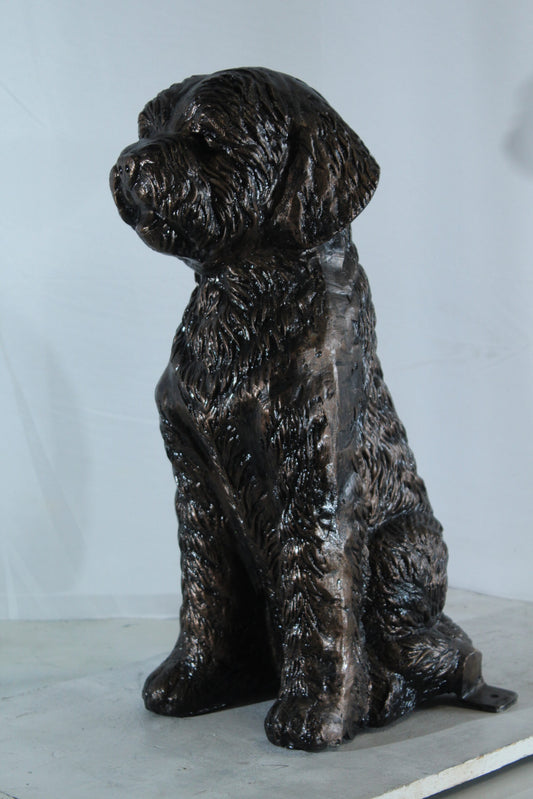 Nifao Aluminum Goldendoodle Dog Statue with Curly Fur Detail - Bronze-Style Pet Sculpture for Indoor & Outdoor Décor - 21" x 11" x 27"H