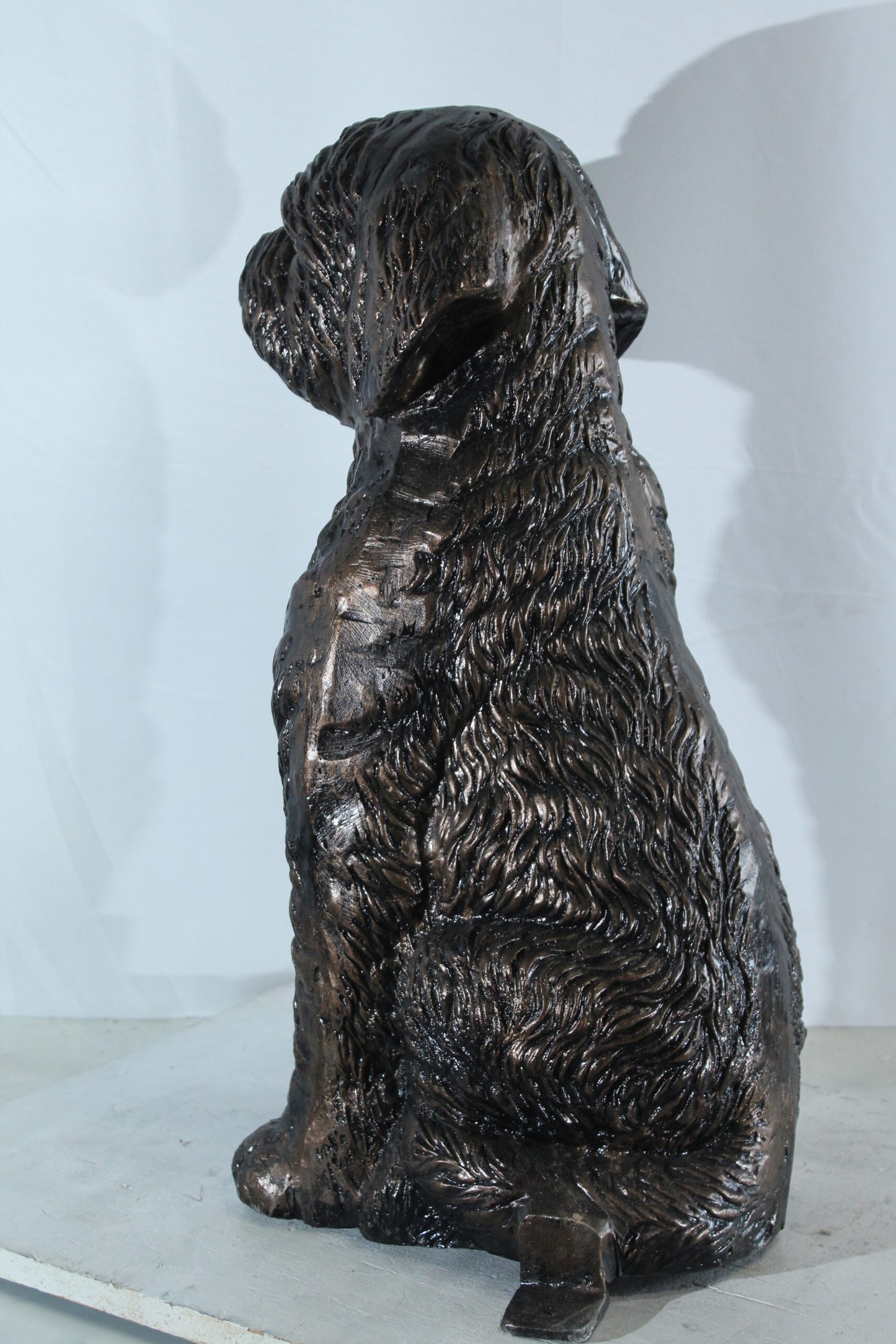Aluminum Goldendoodle Dog Statue with Curly Fur Detail 21" x 11" x 27"H