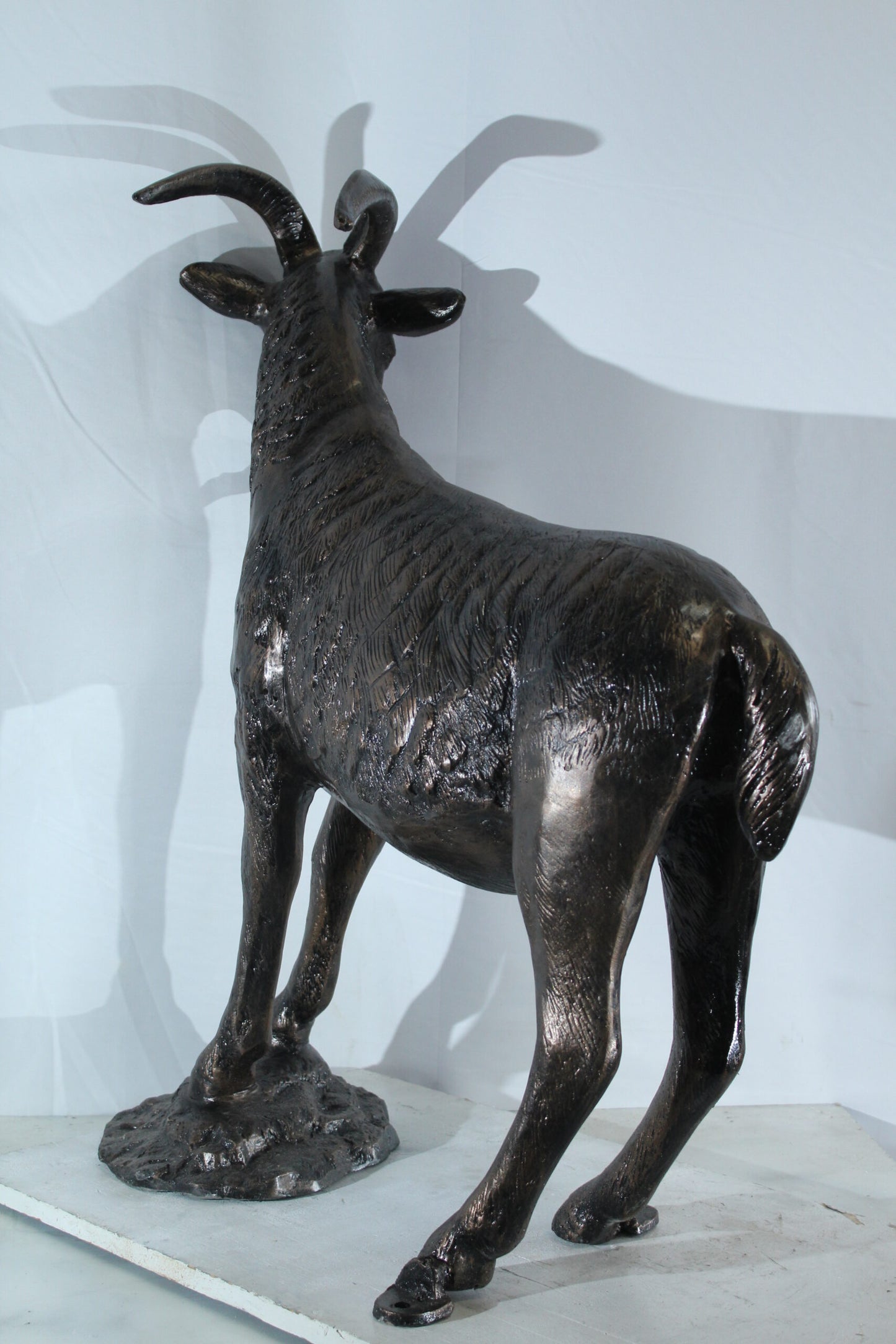 Aluminum Goat Statue with Curved Horns Farmhouse Décor 35" x 15" x 39"H