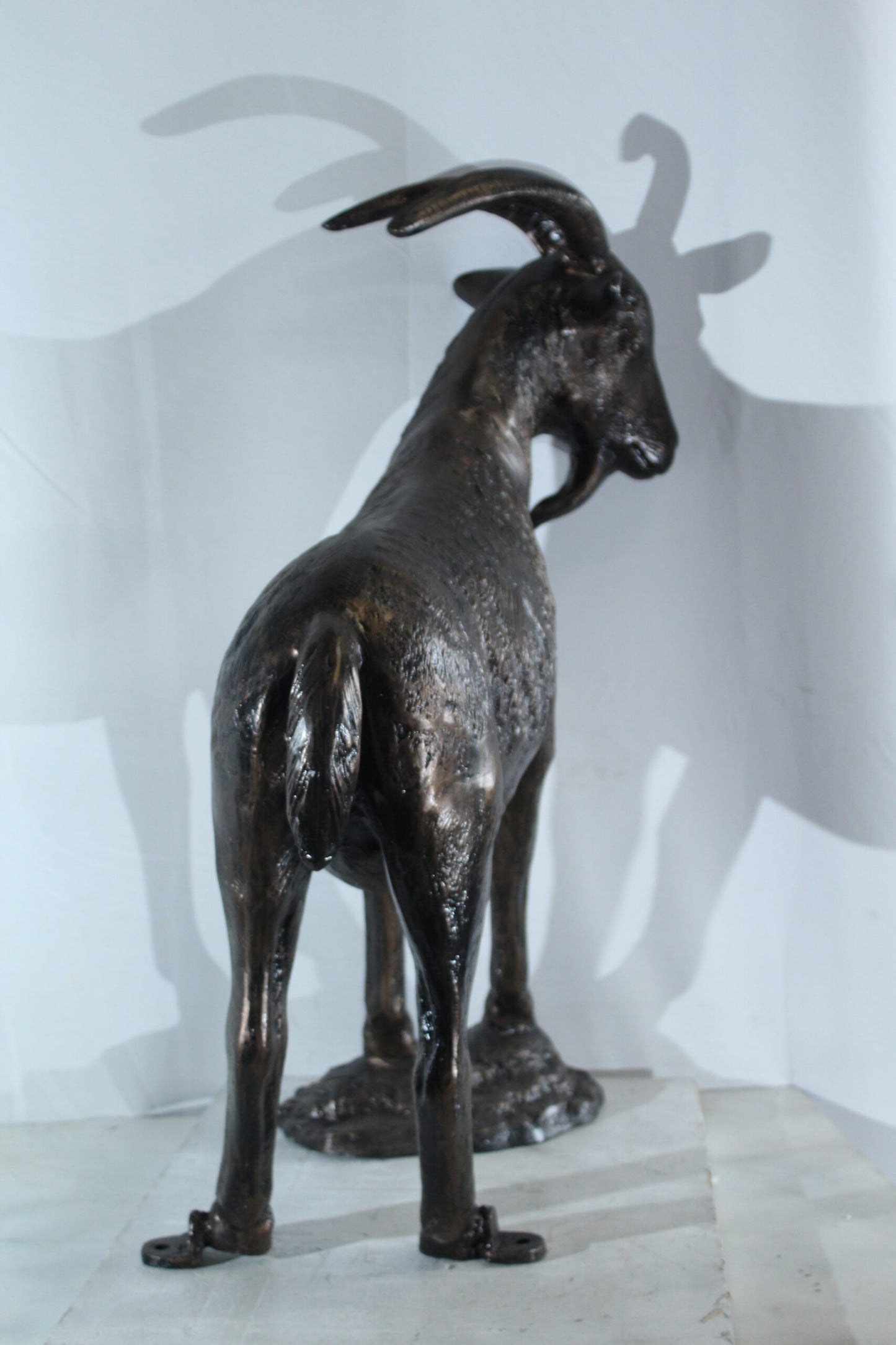 Aluminum Goat Statue with Curved Horns Farmhouse Décor 35" x 15" x 39"H