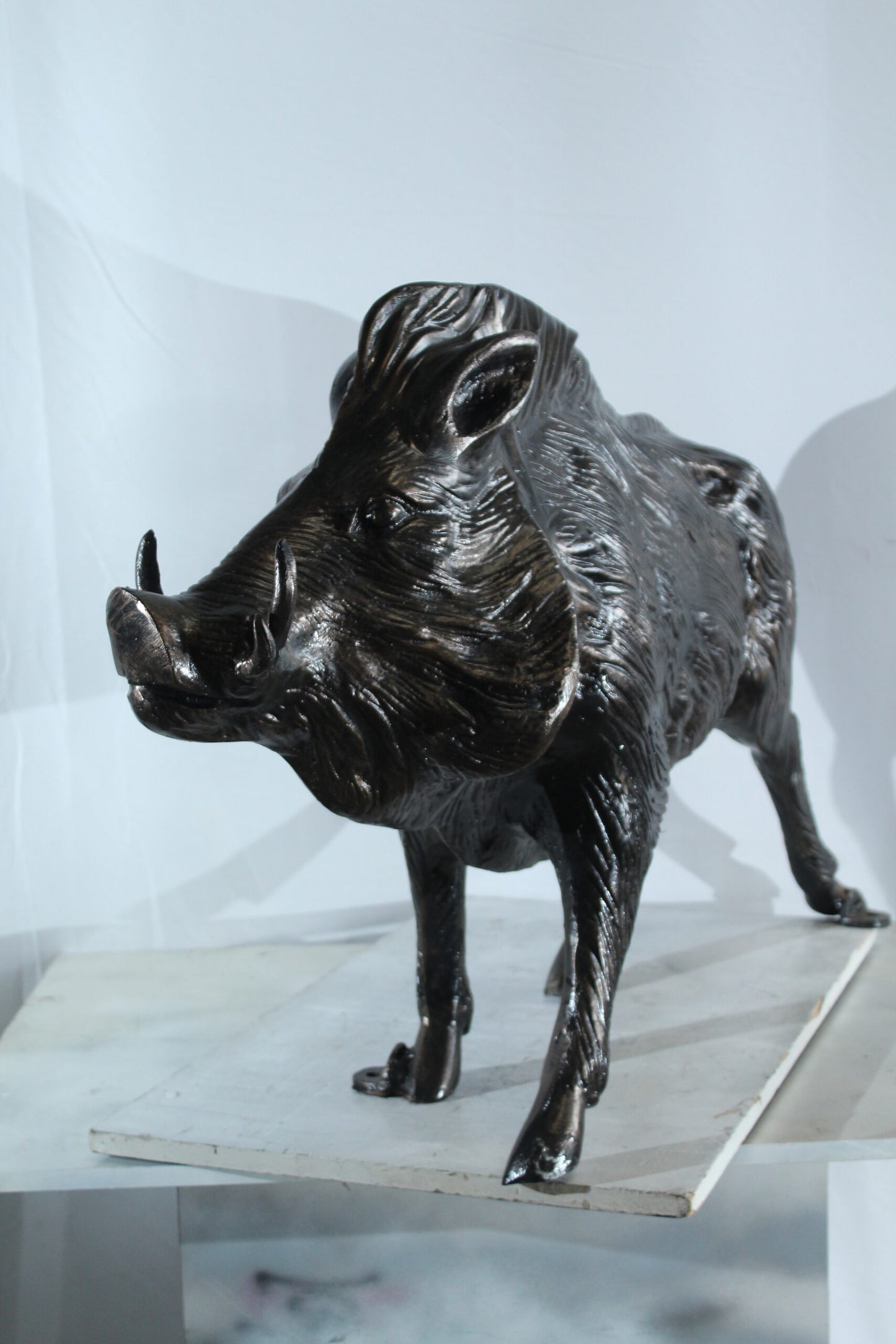 Aluminum Wild Boar Razorback Statue Detailed Rustic Animal Statue 46 x 12 x 30"H