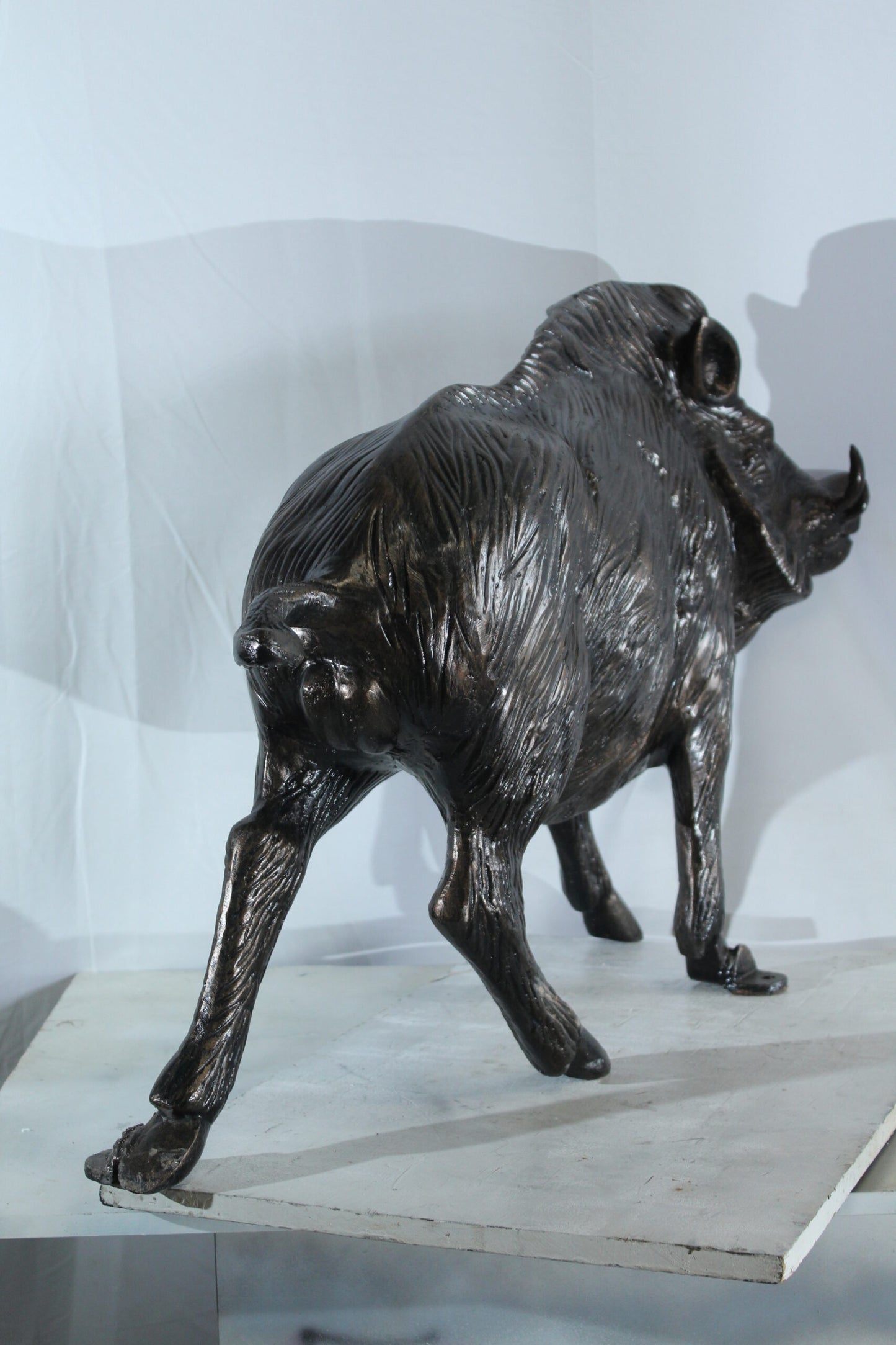Aluminum Wild Boar Razorback Statue Detailed Rustic Animal Statue 46 x 12 x 30"H