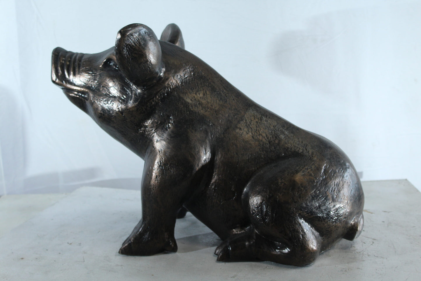Playful Pig Sitting Statue Aluminum Animal Décor 42" x 14" x 15"H