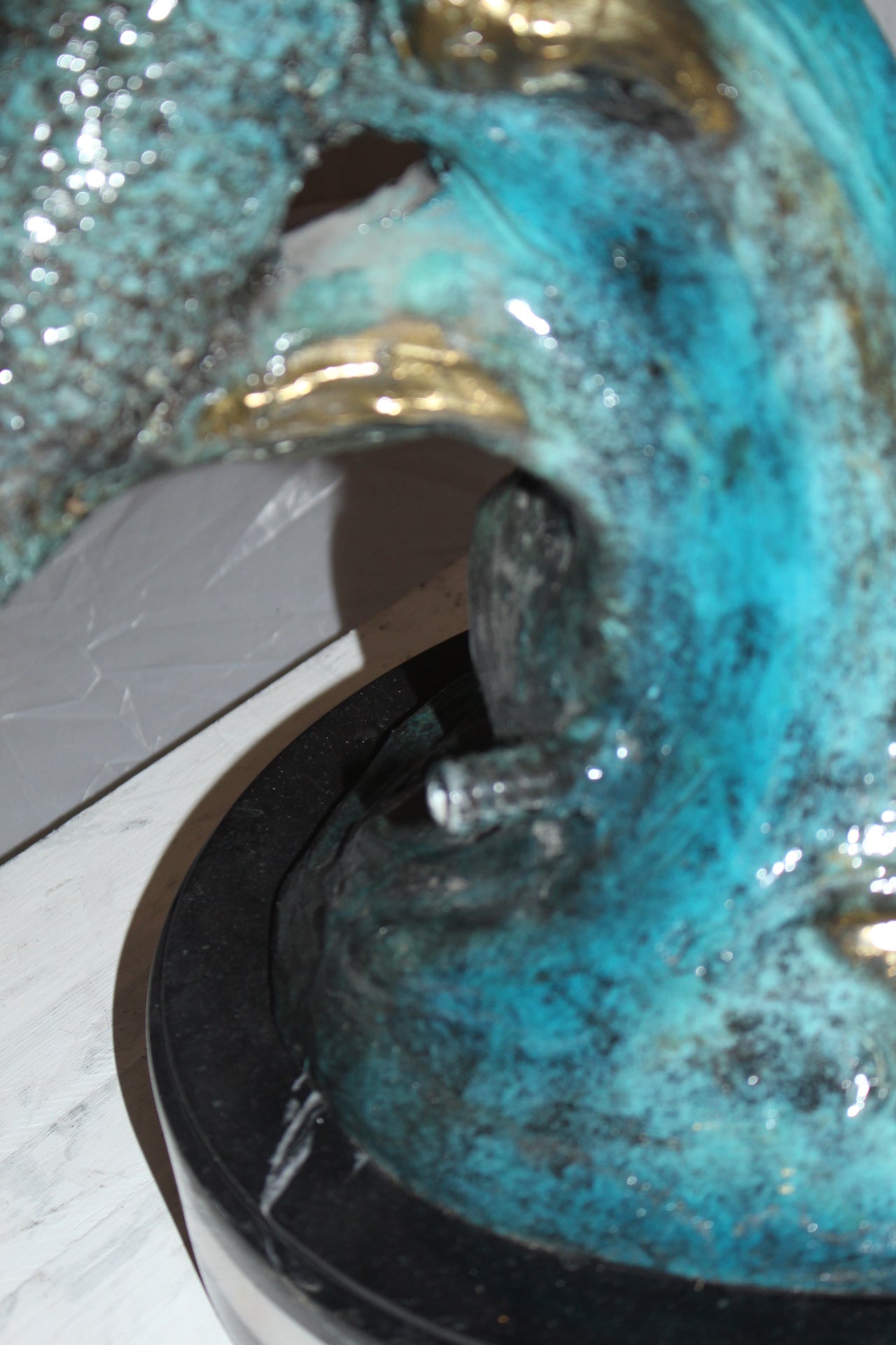 Mermaid 43 holding a shell fountain Bronze Statue - Size: 14"L x 24"W x 43"H.