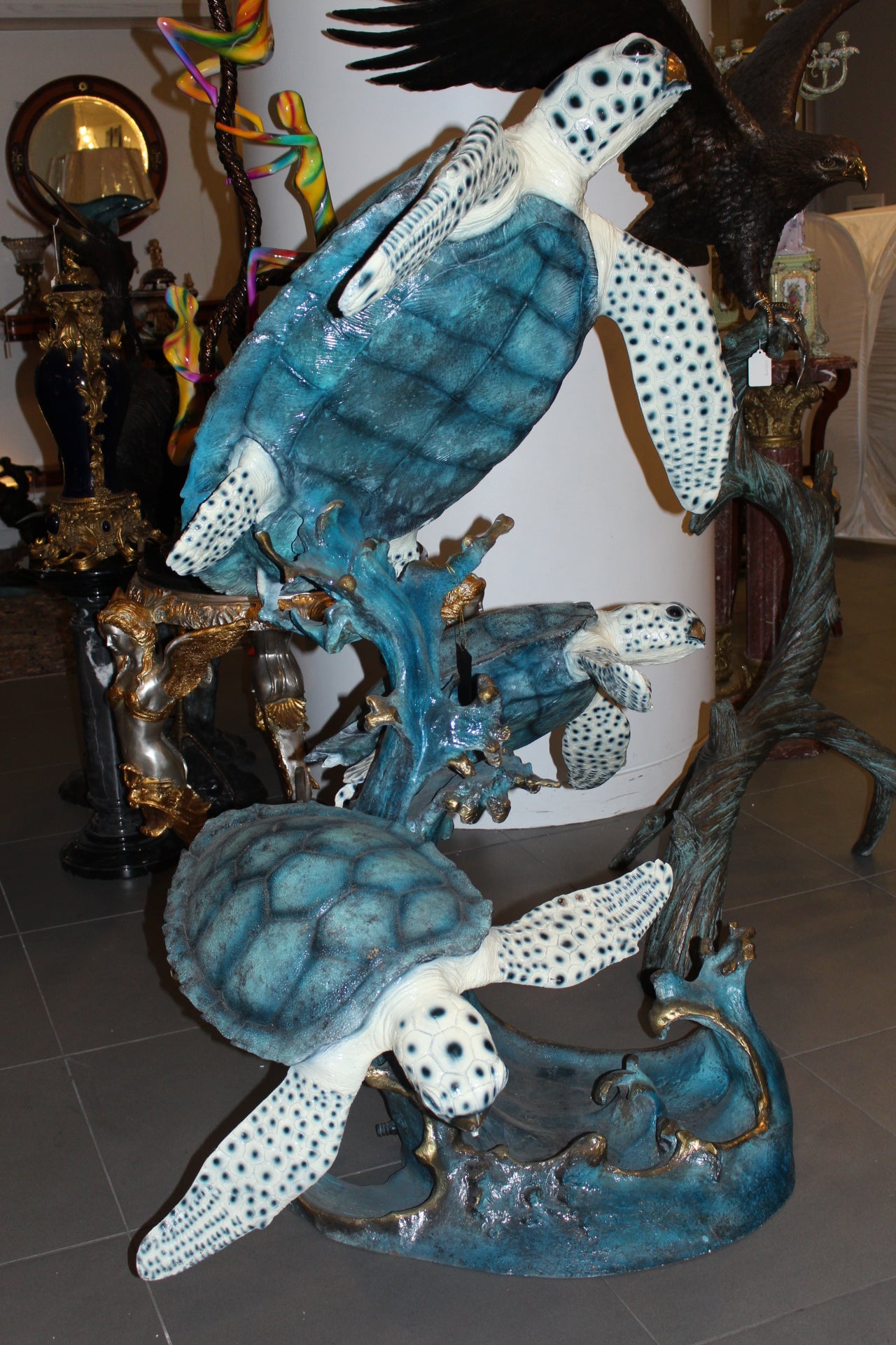 Three turtles - large fountain Bronze Statue - Size: 34"L x 54"W x 68"H.